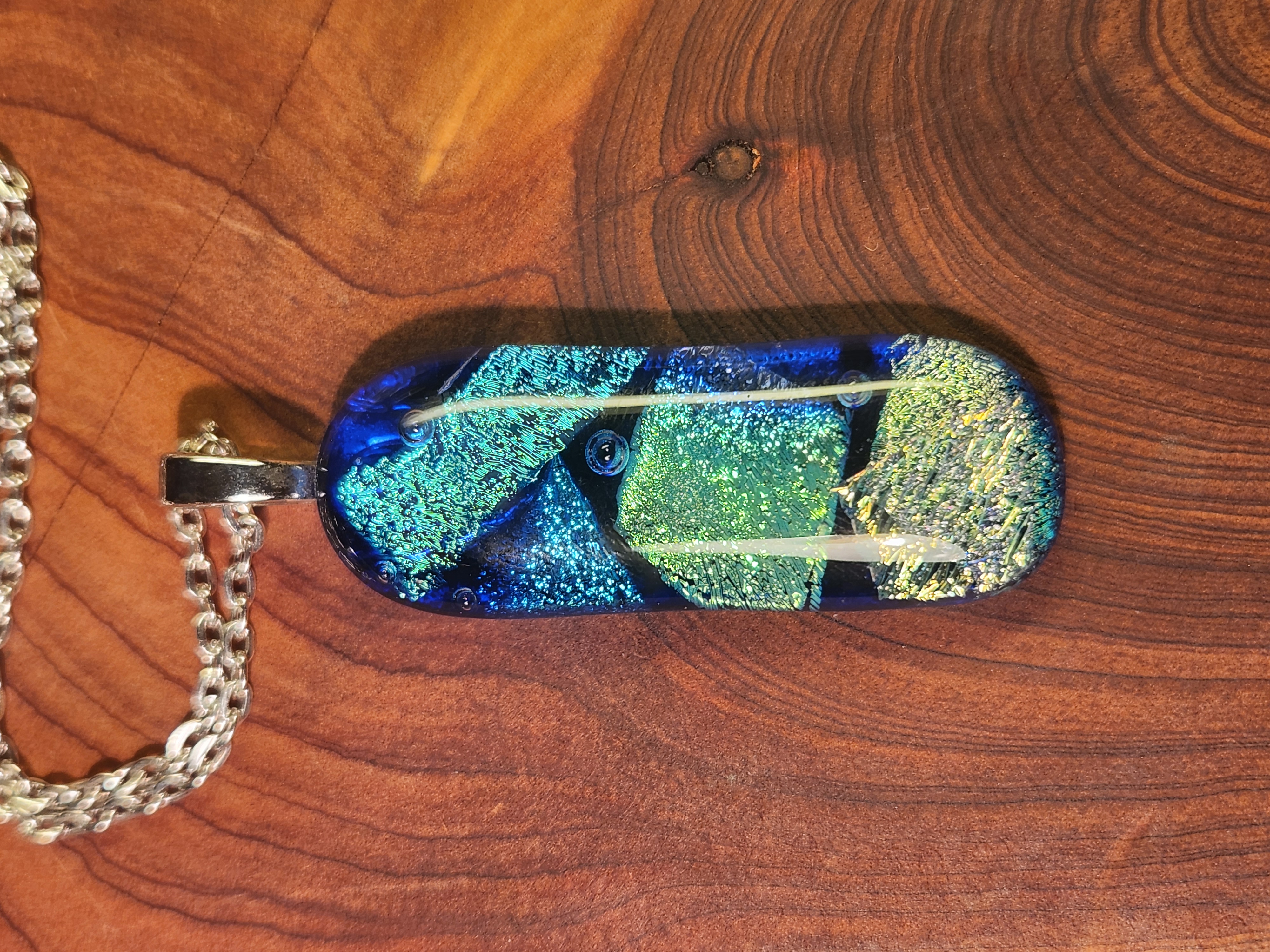 Ocean Wave Dichroic Fused Glass Necklace