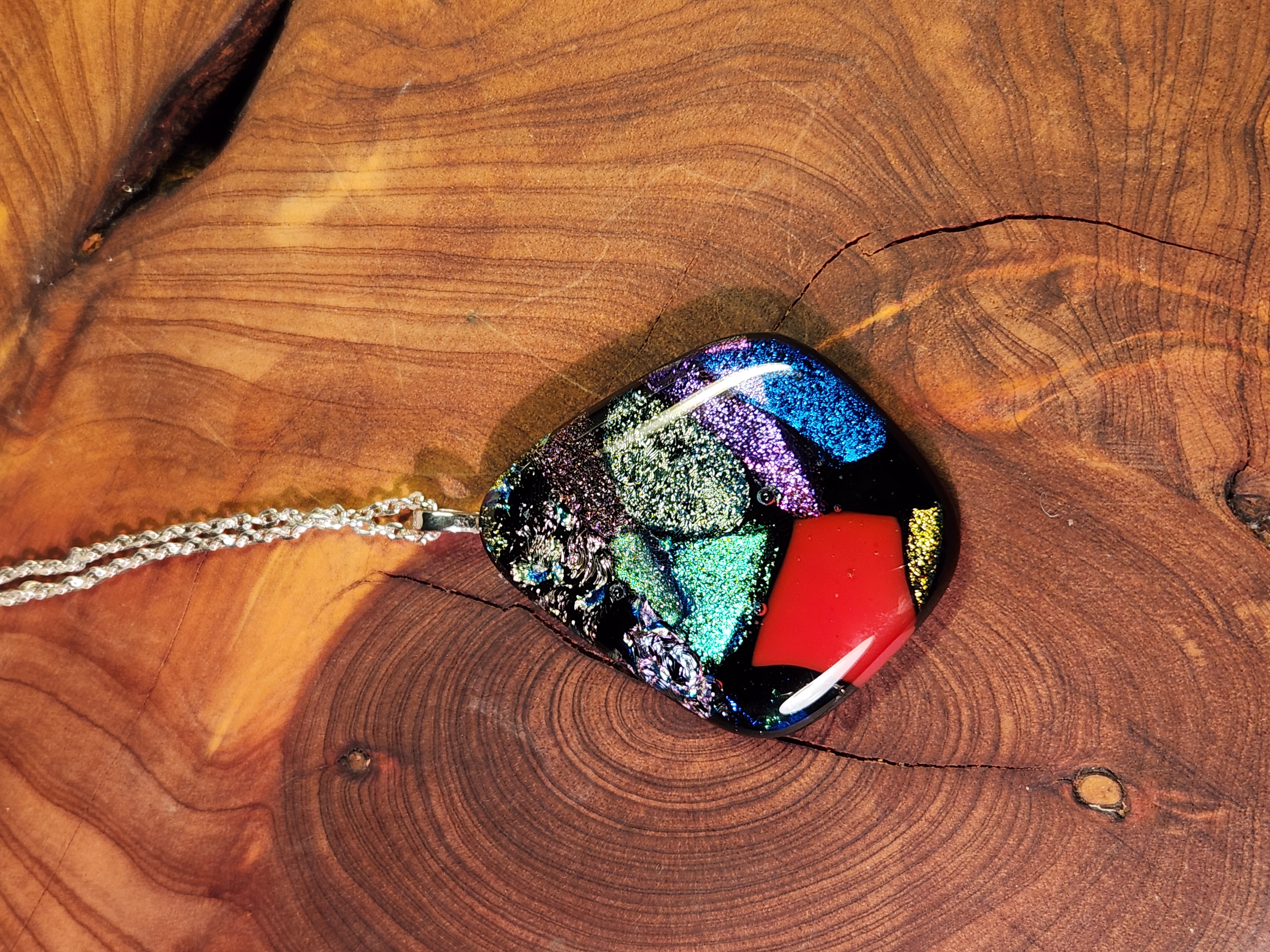 Urban Fire Prism Dichroic Fused Glass Necklace