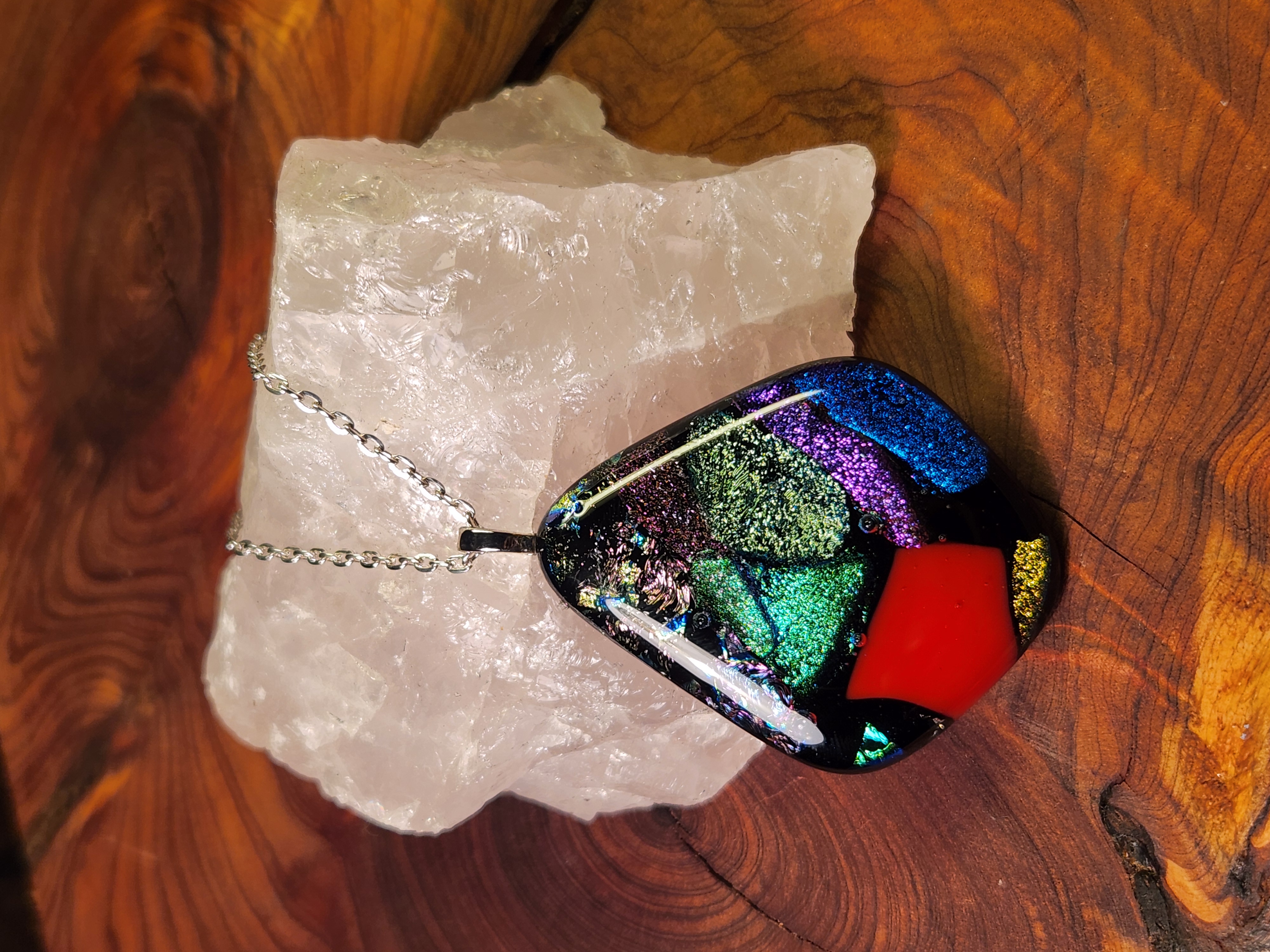Urban Fire Prism Dichroic Fused Glass Necklace