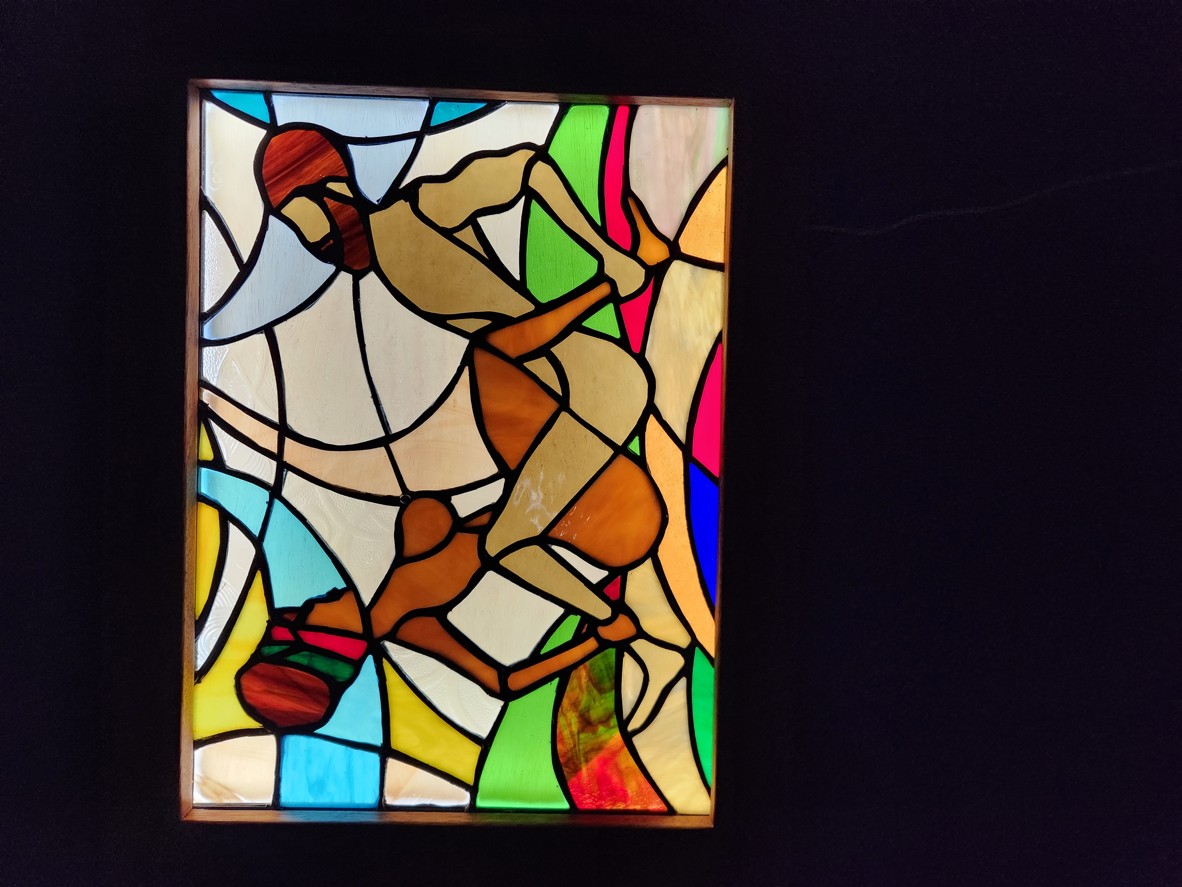 Stained Glass Kama Sutra Light Box | Afrocentric LED Wall Art | 15x18 Sacred Sensual Panel | Black Love Intimacy Art by Coolee