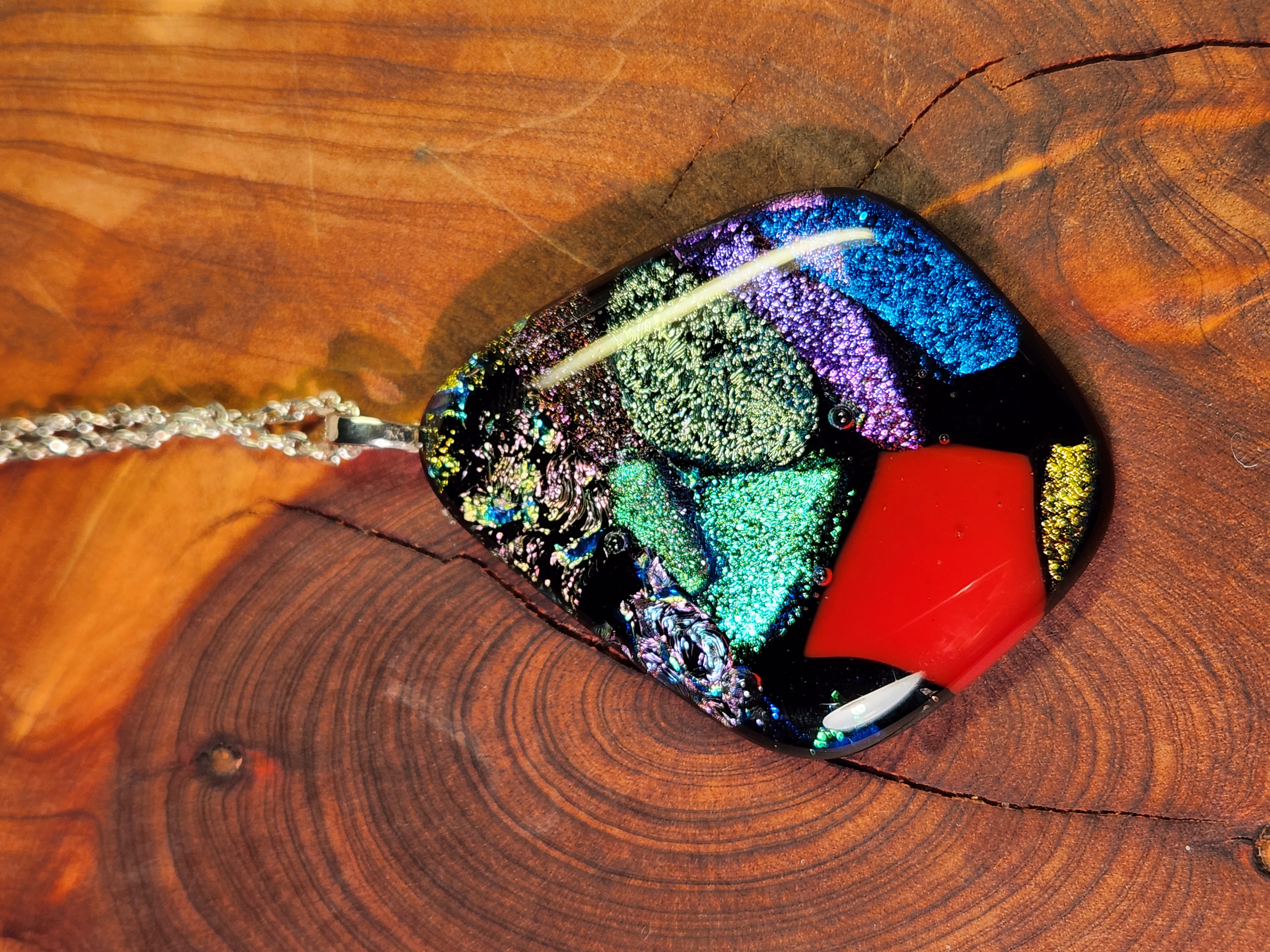 Urban Fire Prism Dichroic Fused Glass Necklace