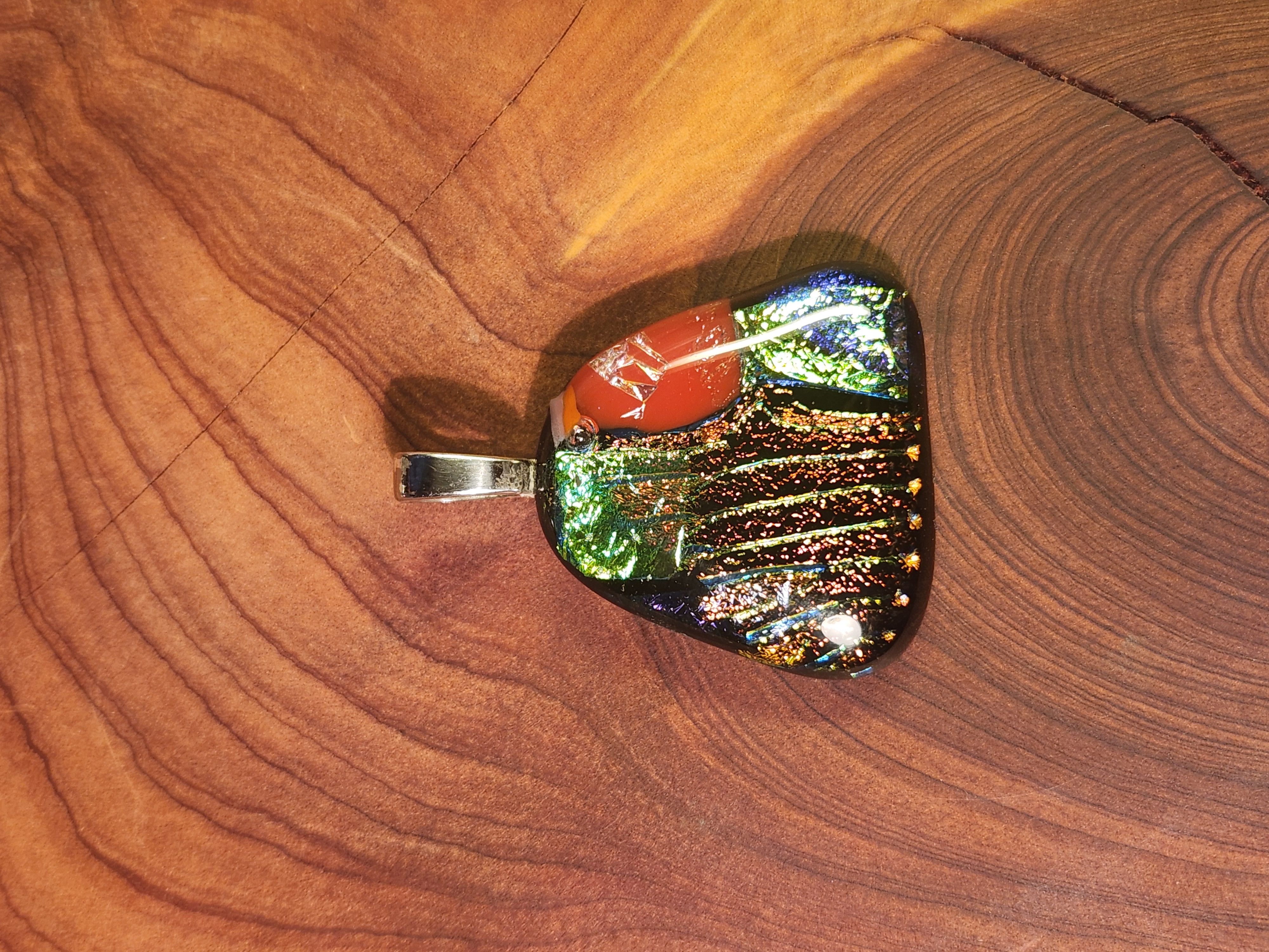 Fiery Dichroic Fused Glass Necklace