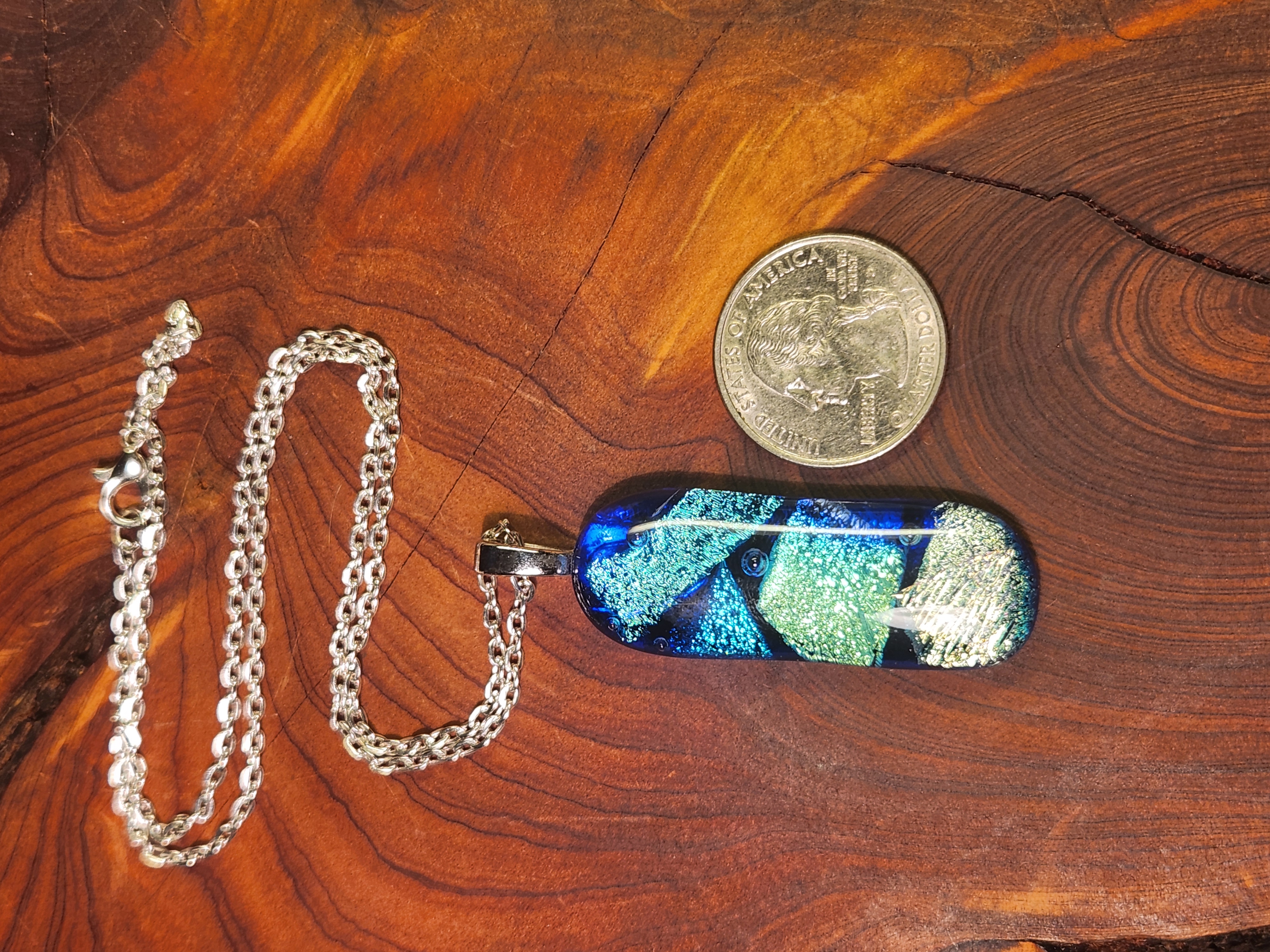 Ocean Wave Dichroic Fused Glass Necklace