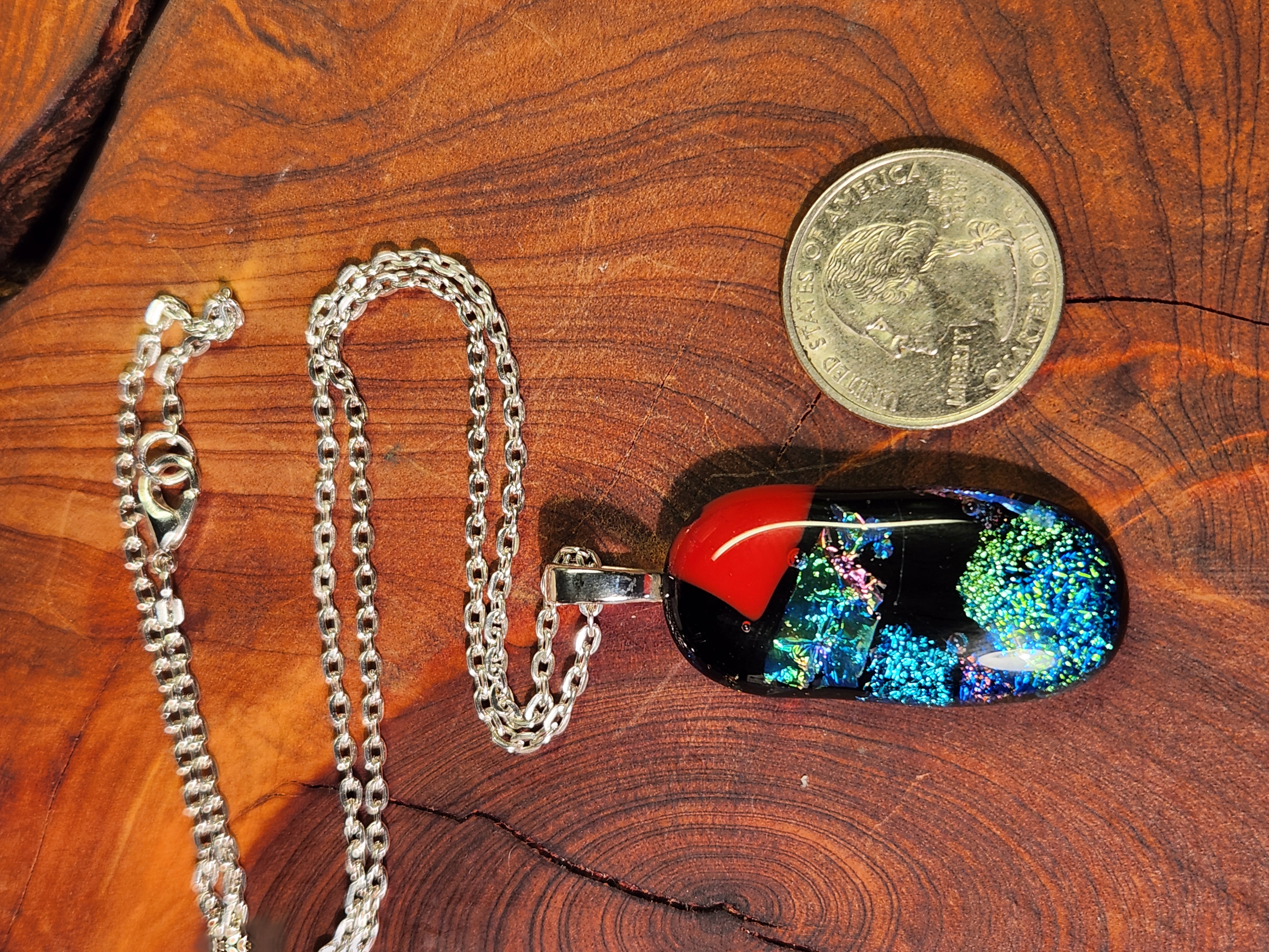 Cosmic Glow Dichroic Fused Glass Necklace
