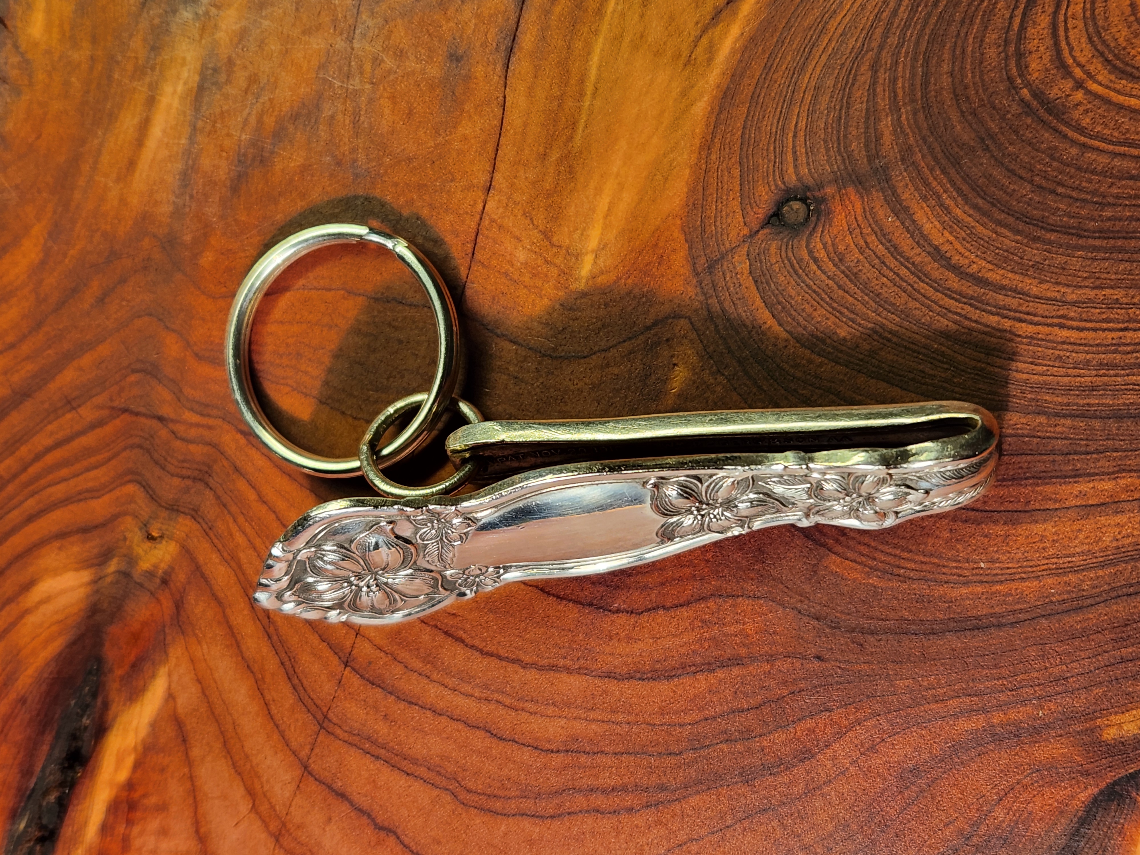 Upcycled Keychain | Orange Blossom 1910 Silverware Pattern