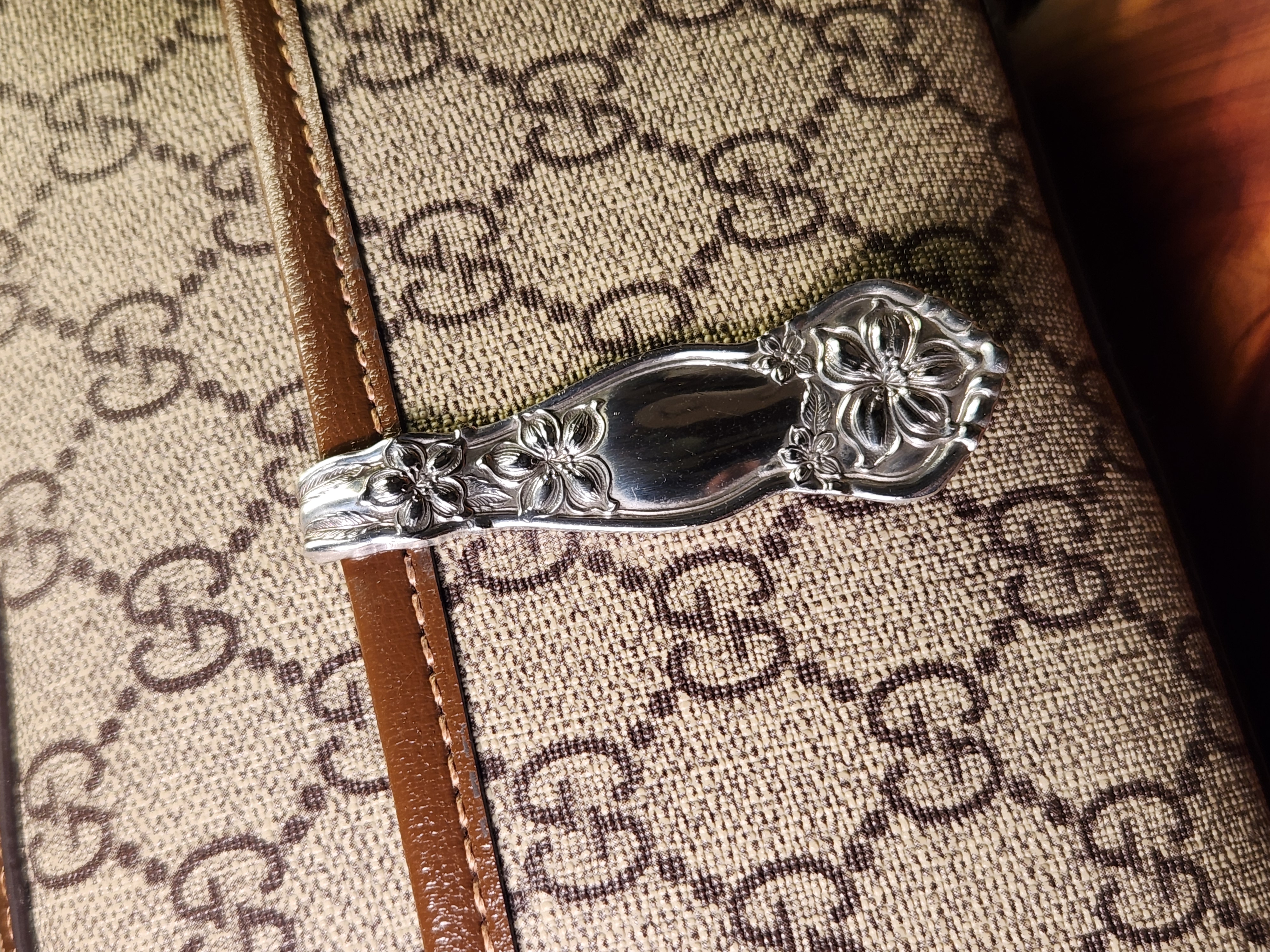 Upcycled Keychain | Orange Blossom 1910 Silverware Pattern