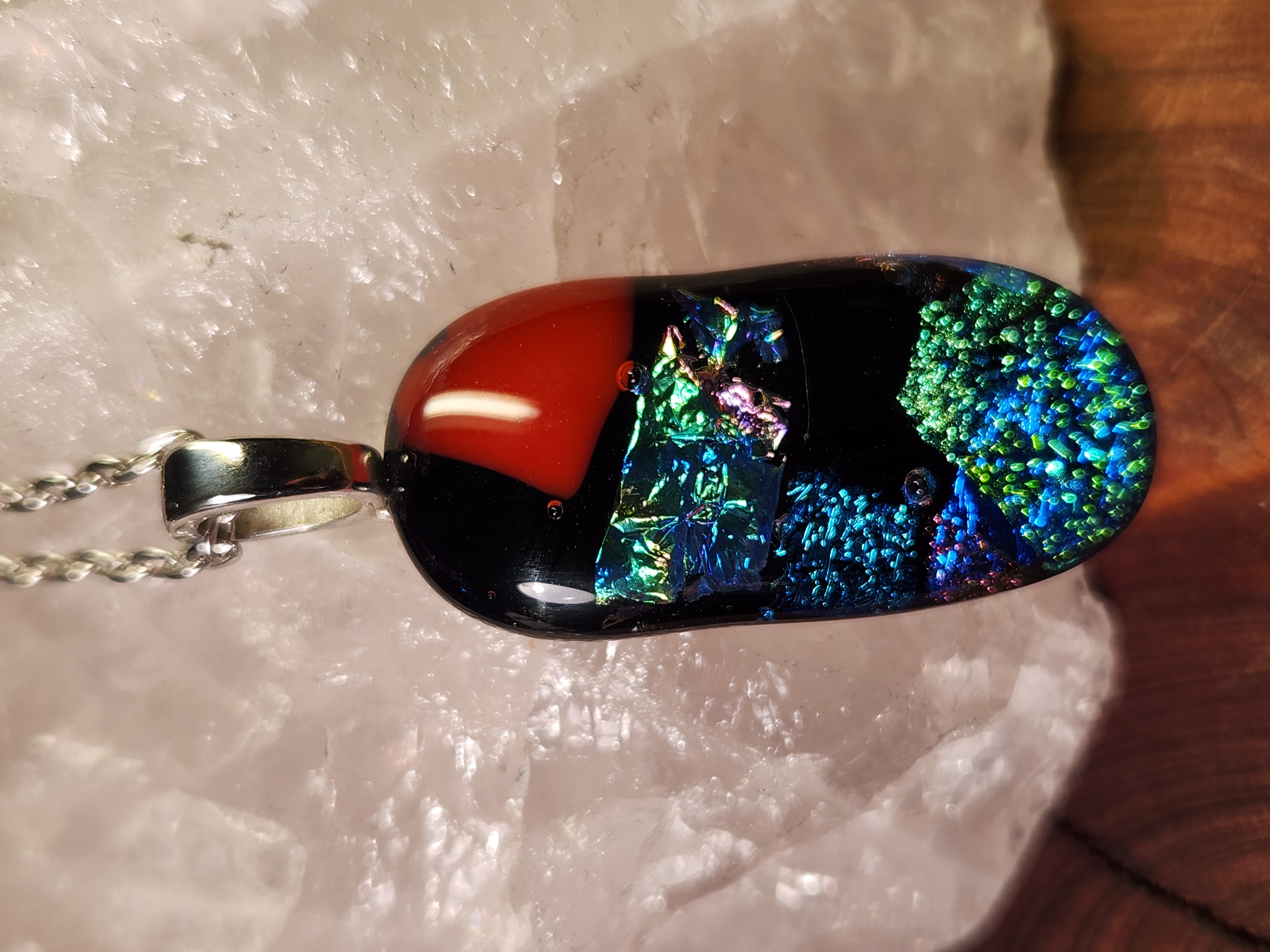 Cosmic Glow Dichroic Fused Glass Necklace