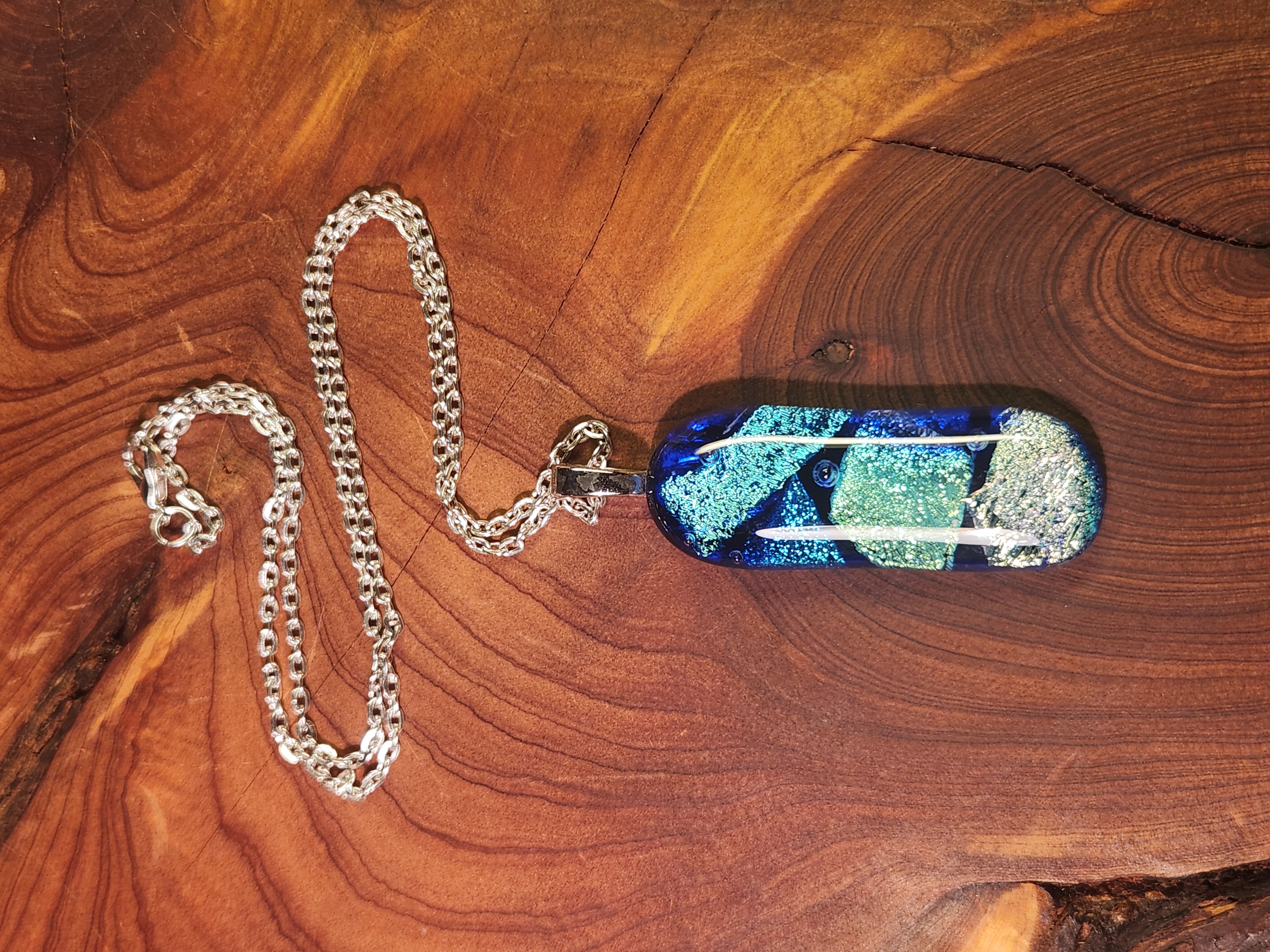 Ocean Wave Dichroic Fused Glass Necklace
