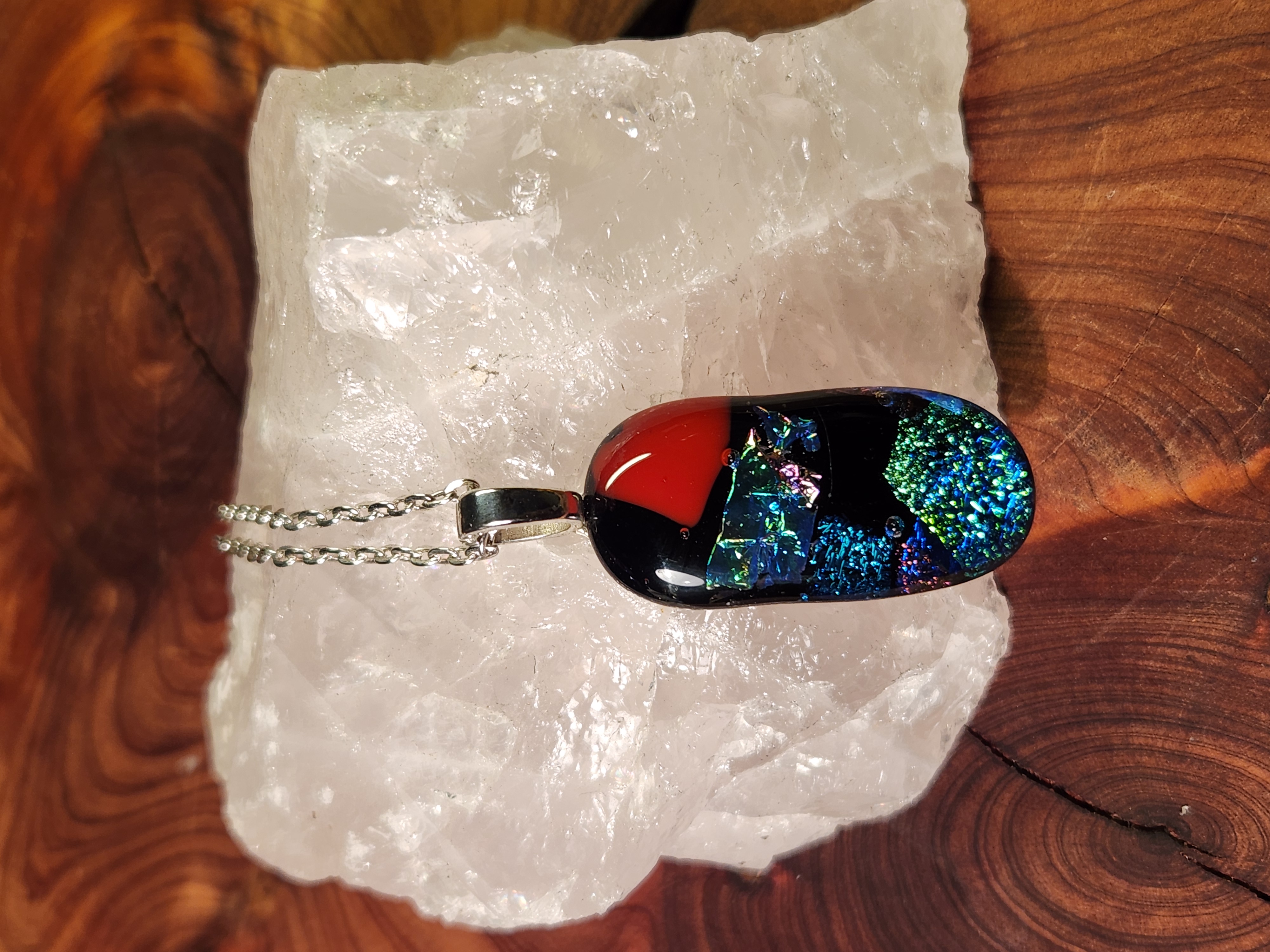 Cosmic Glow Dichroic Fused Glass Necklace