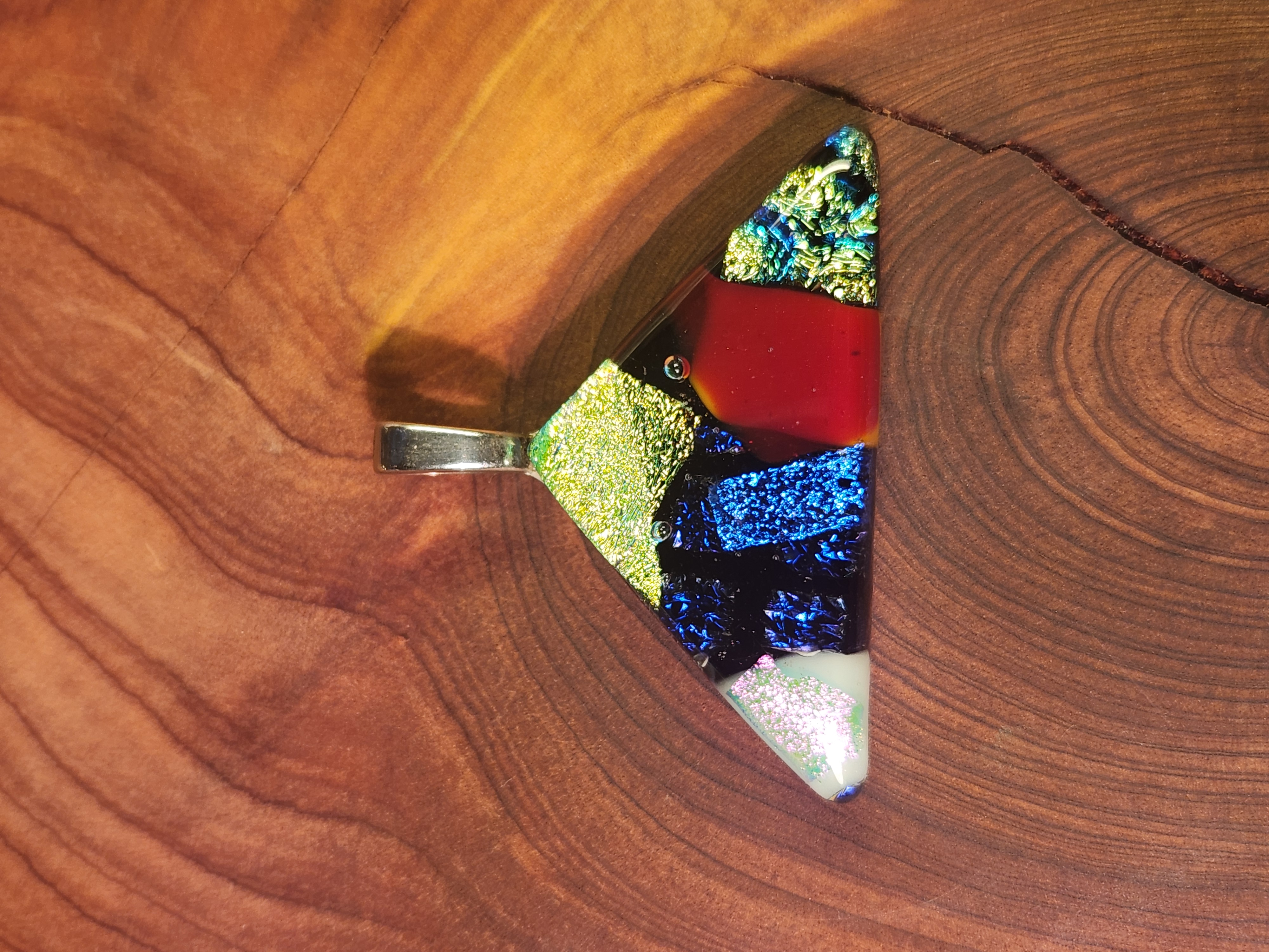 Triangular Mosaic Dichroic Fused Glass Necklace