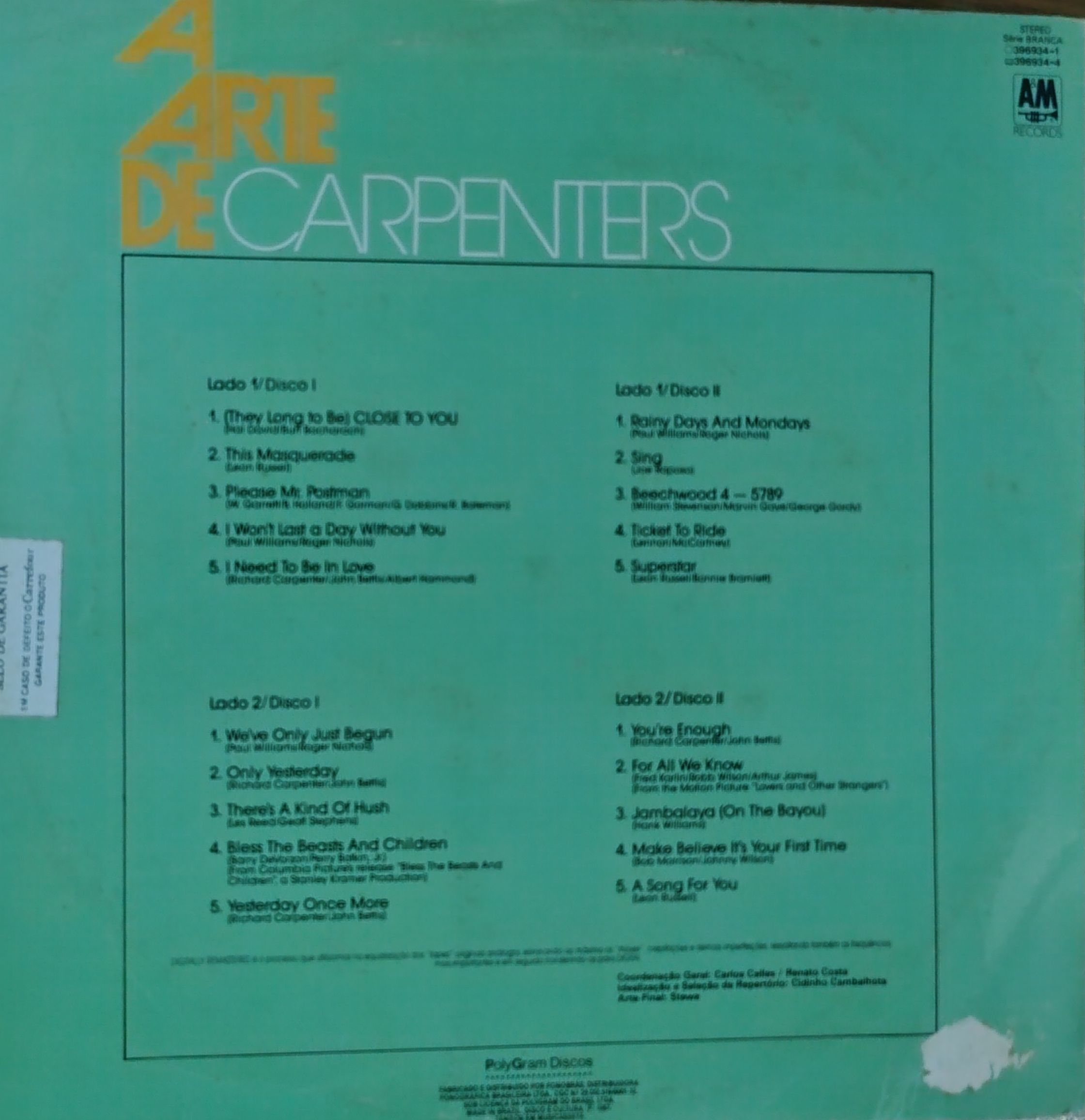 Álbum de Vinil 'A Arte de Carpenters'
