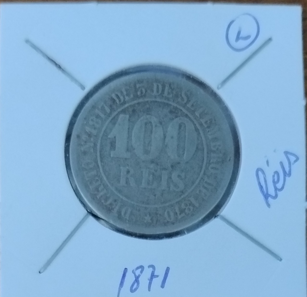 Moeda de 100 Réis de 1871