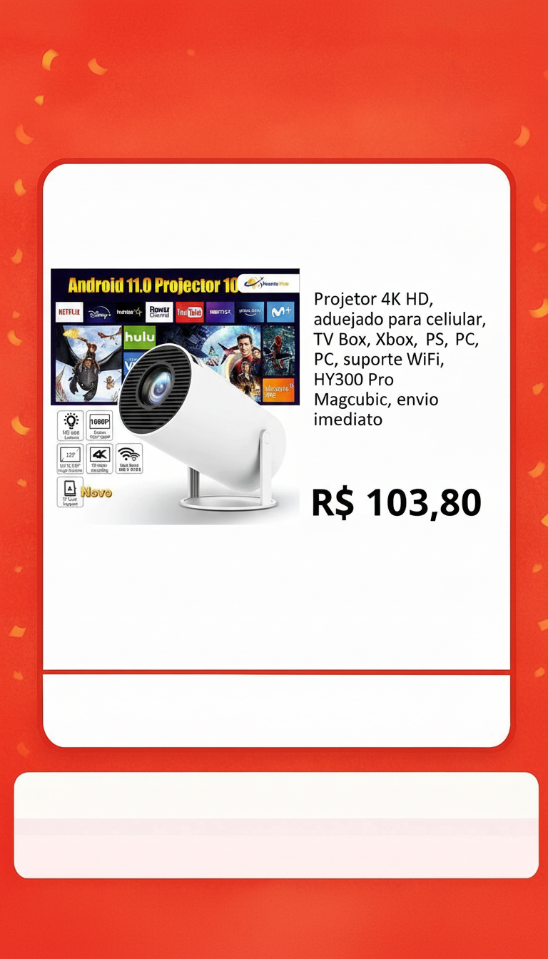 Projetor 4K HD HY300 Pro