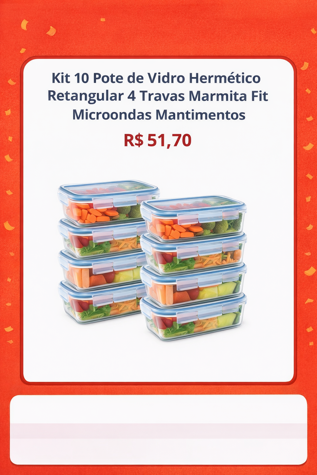 Kit 10 Potes de Vidro Hermético