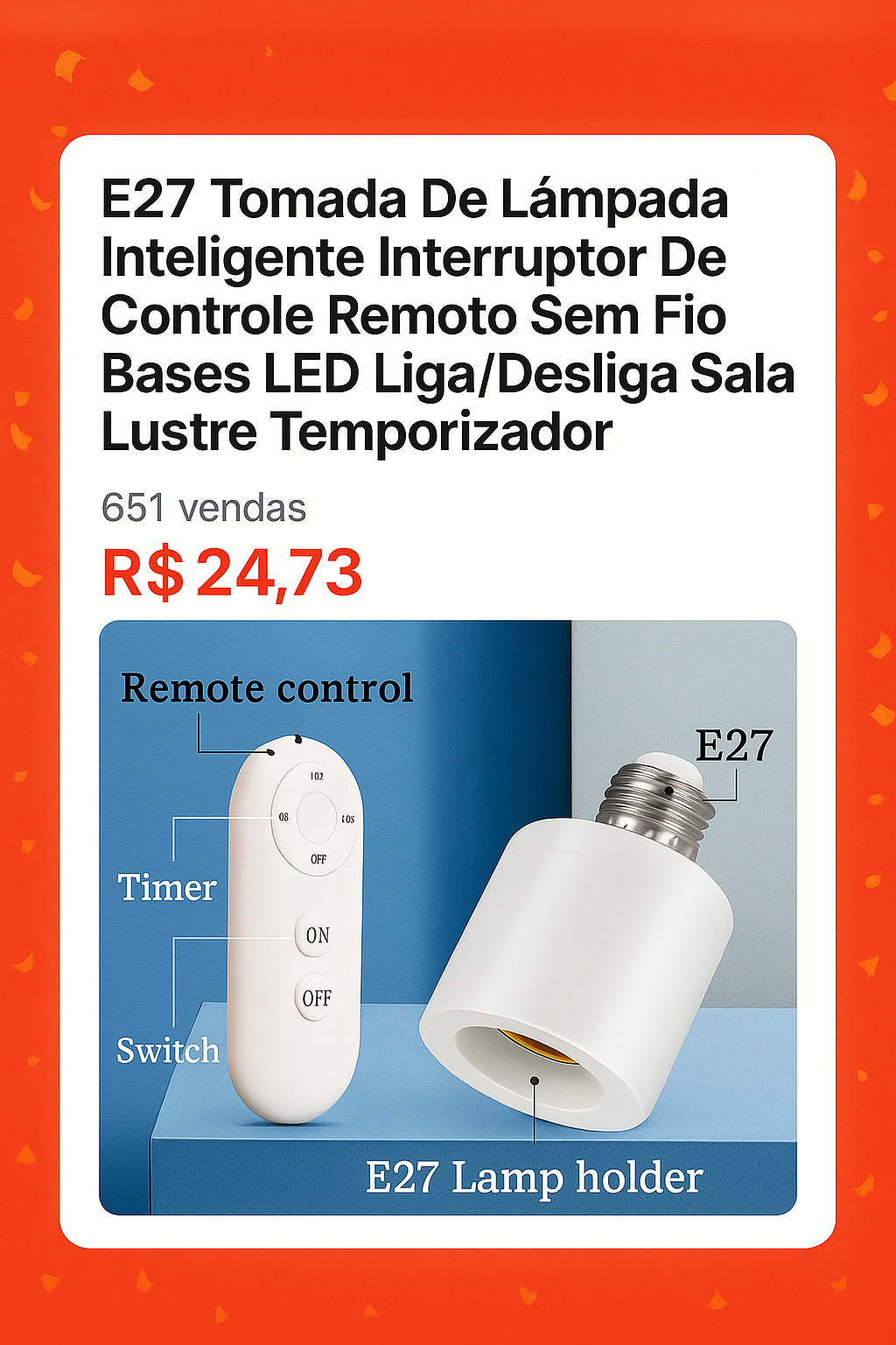 Soquete E27 com Controle Remoto