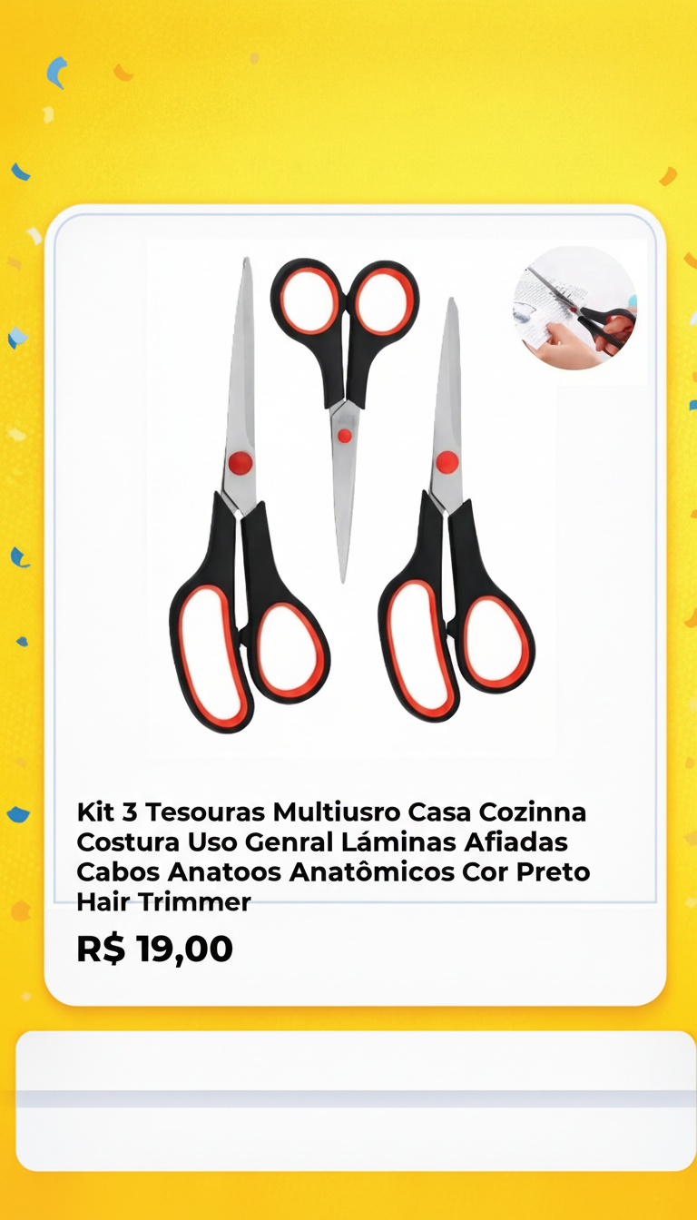 Kit 3 Tesouras Multiuso