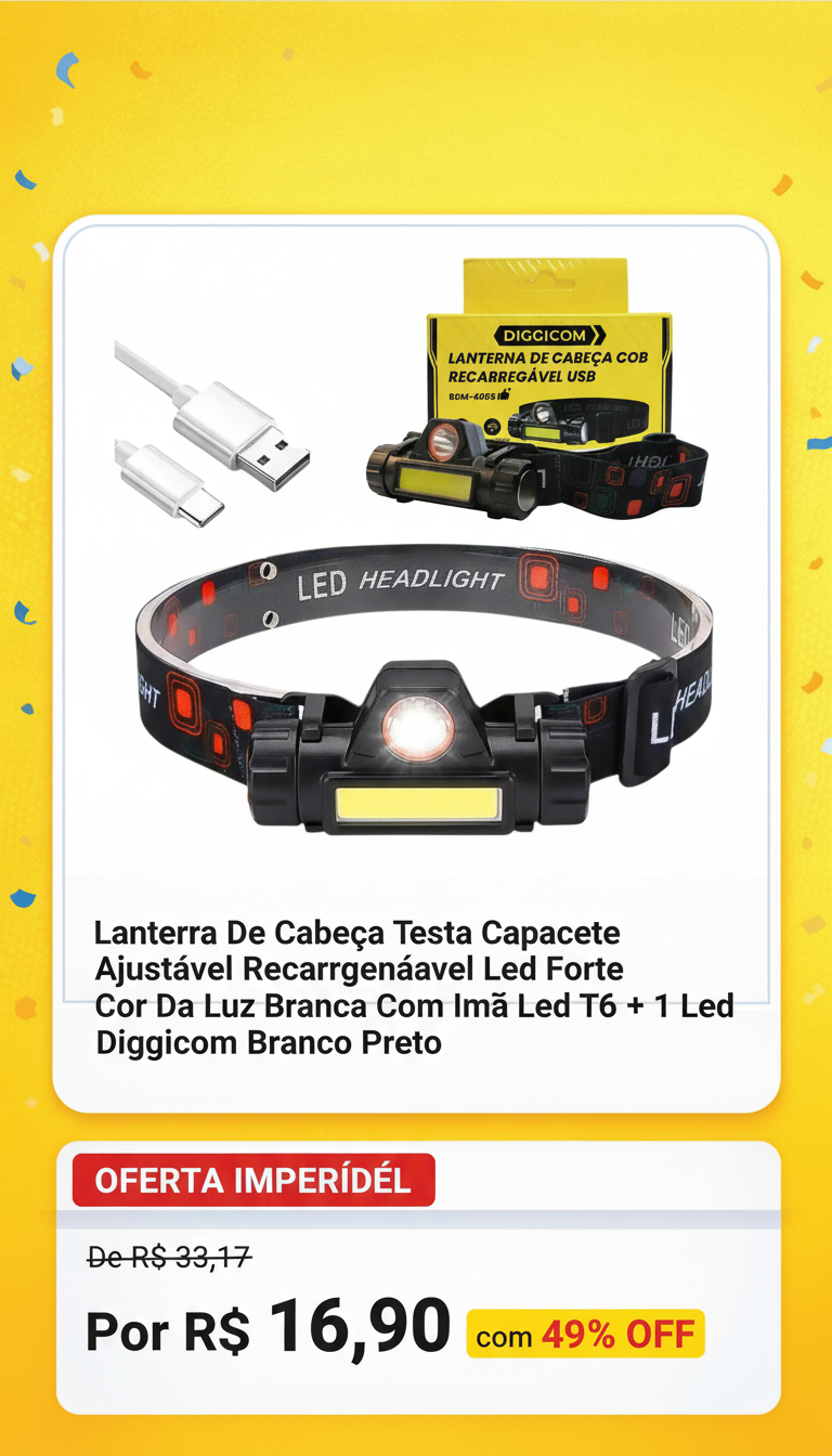 Lanterna de Cabeça Recarregável