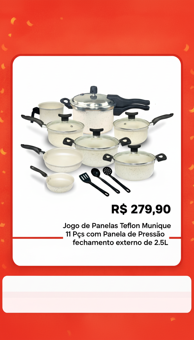 Jogo de Panelas Teflon Munique