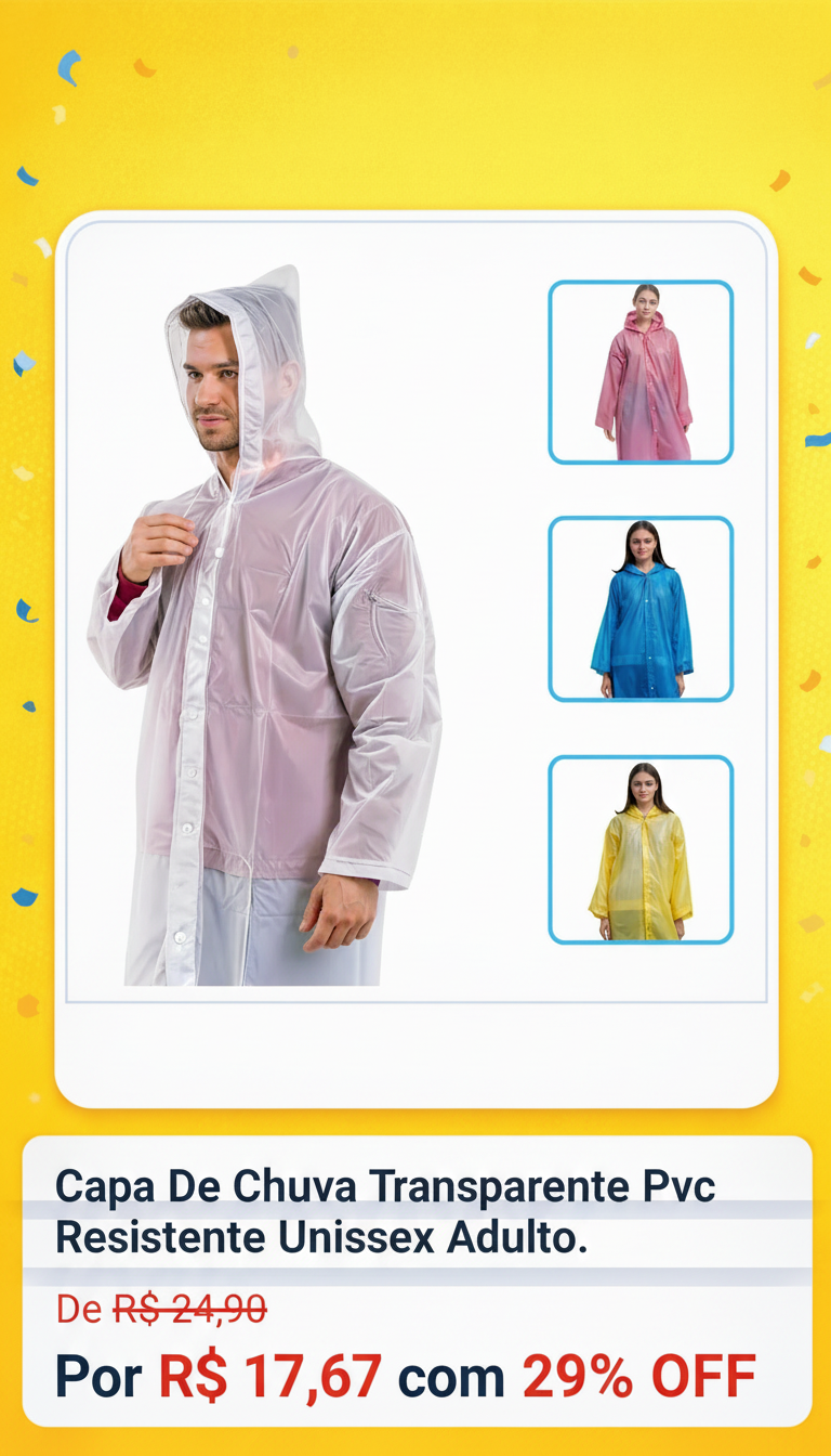Capa de Chuva Transparente PVC