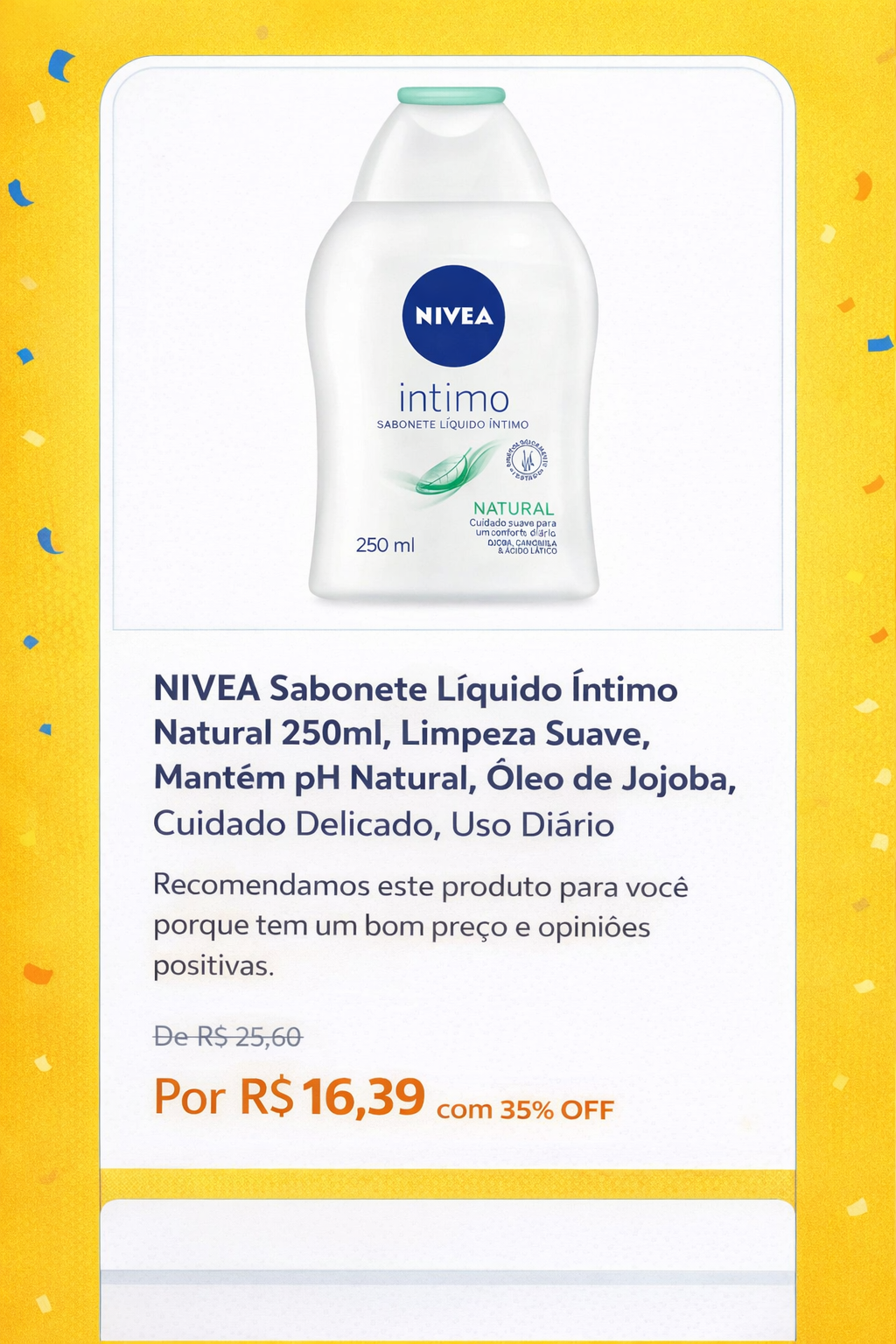 Sabonete Líquido Íntimo Natural Nivea 250ml