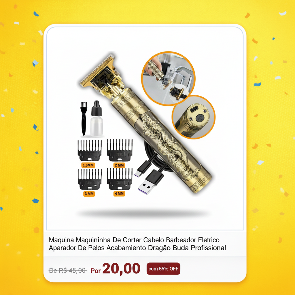 Máquina de Cortar Cabelo Dragão Buda