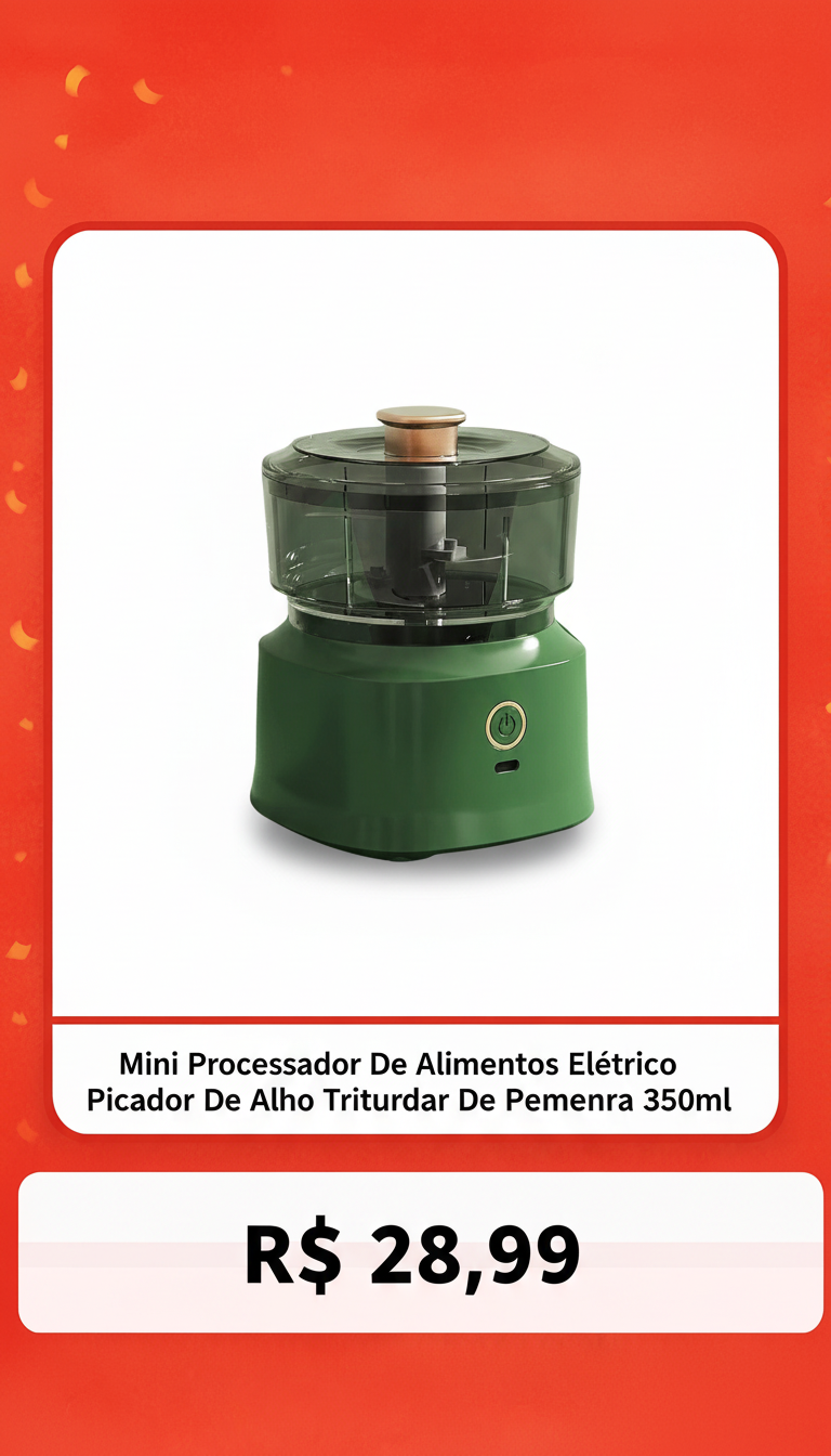 Mini Processador de Alimentos Elétrico