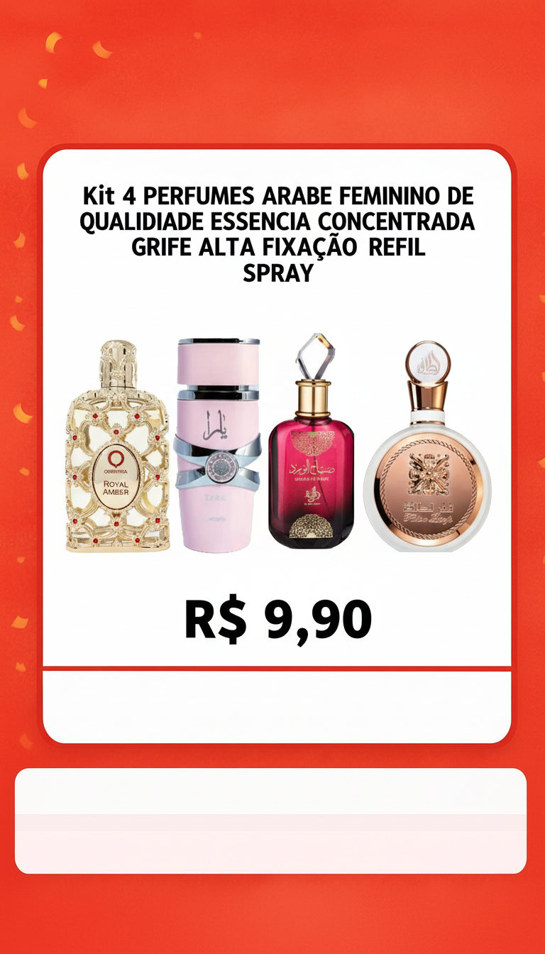 Kit 4 Perfumes Árabes Femininos