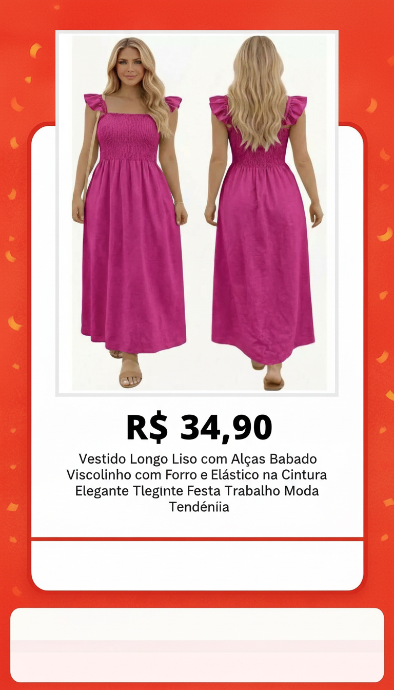 Vestido Longo Rosa com Babados