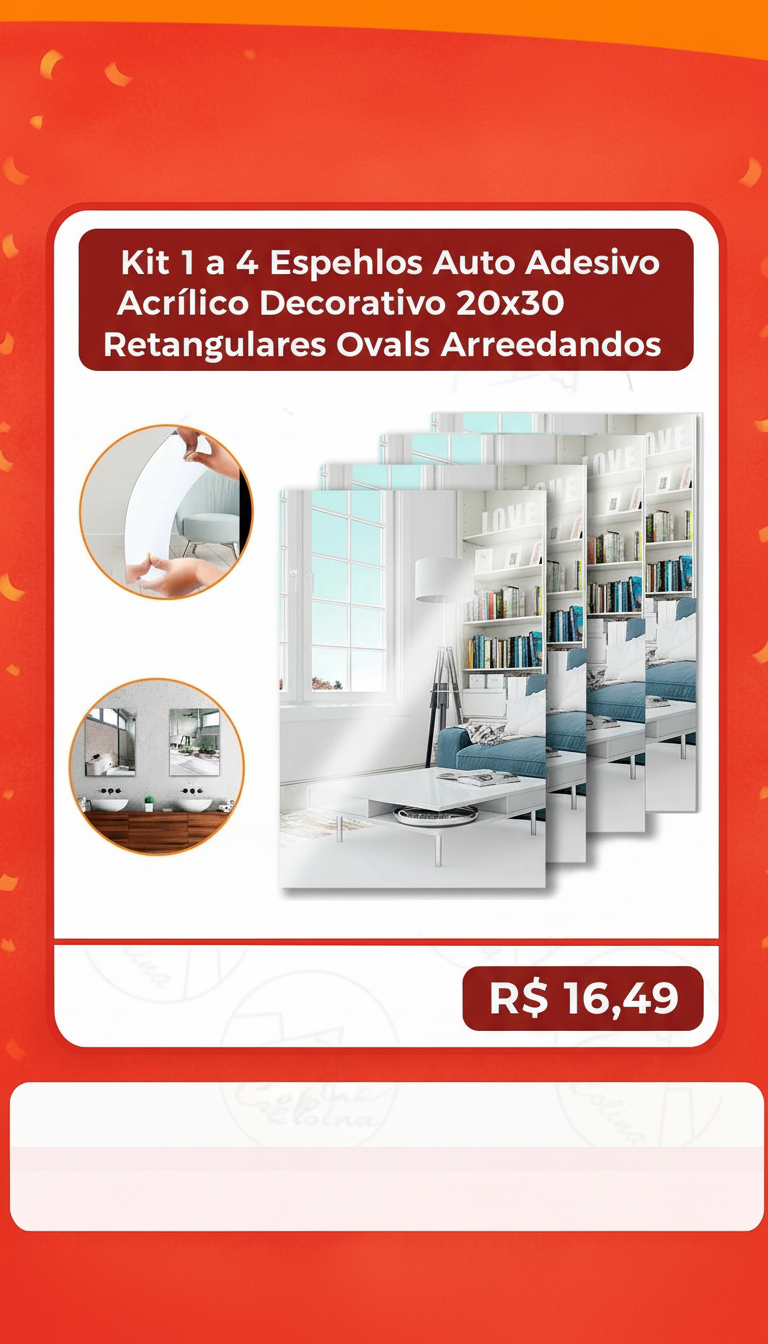 Kit Espelhos Acrílicos Decorativos 20x30