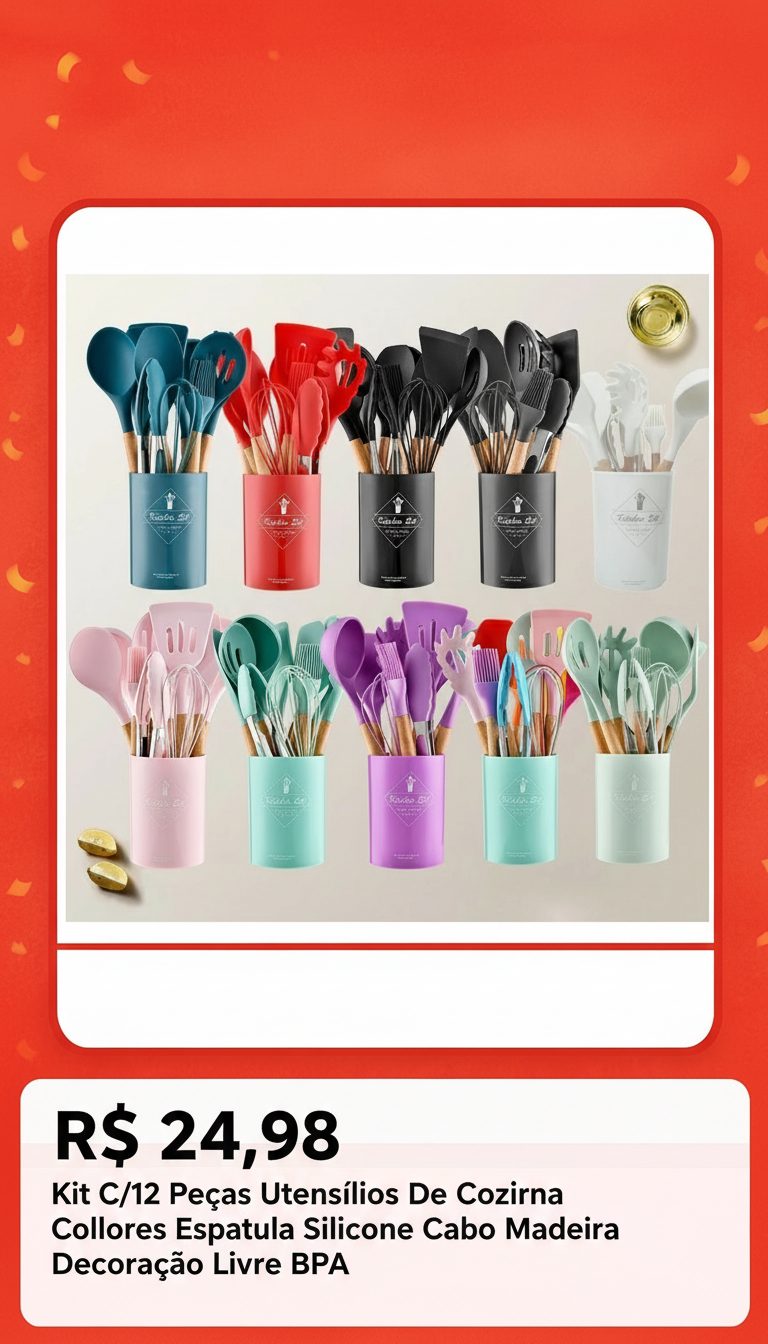 Kit Utensílios de Cozinha 12 Peças