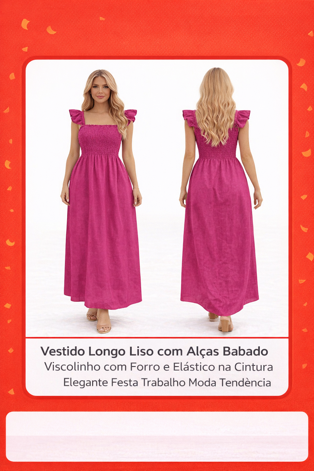 Vestido Longo Rosa com Babados