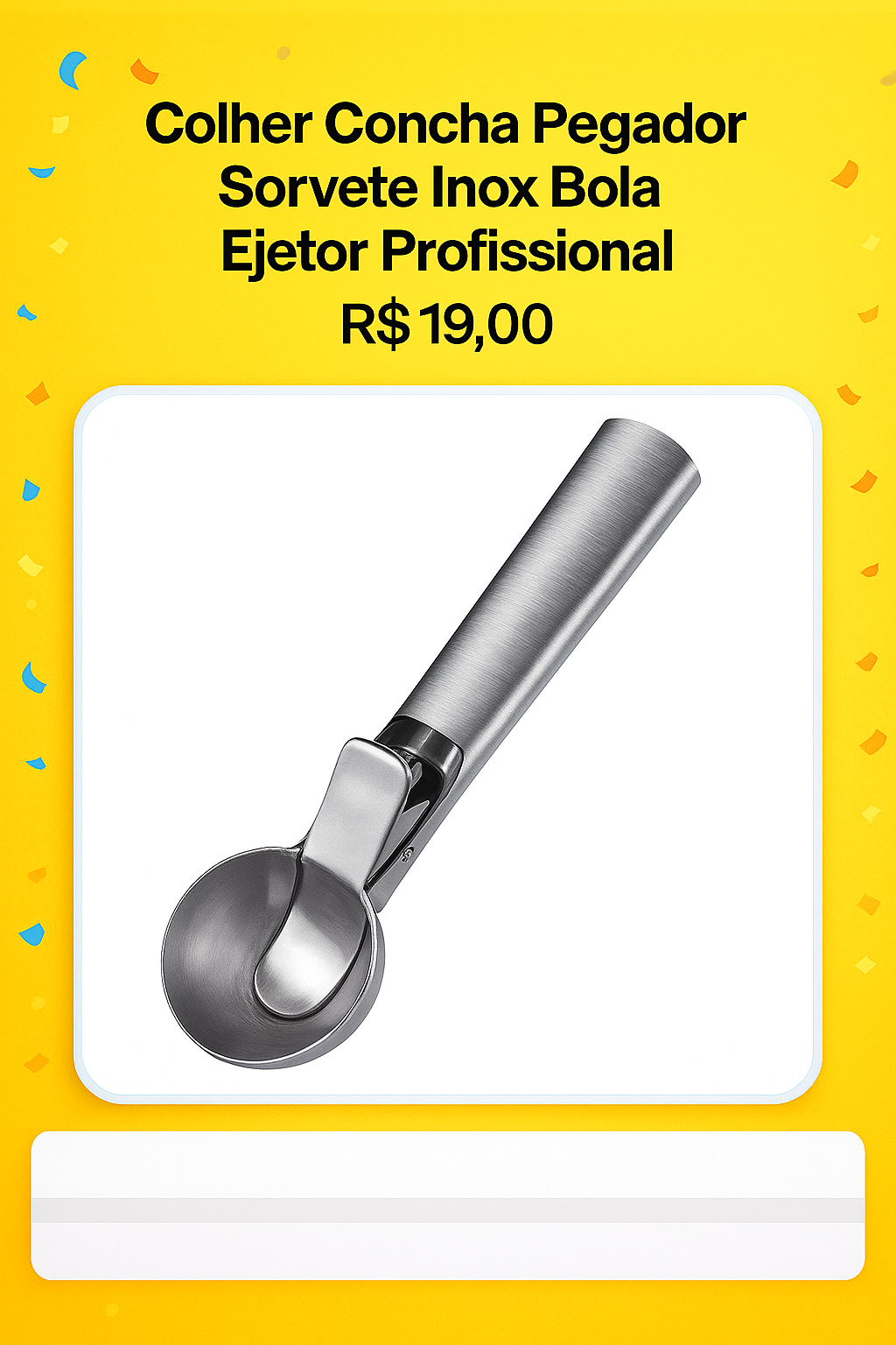 Colher Concha Pegador Sorvete Inox