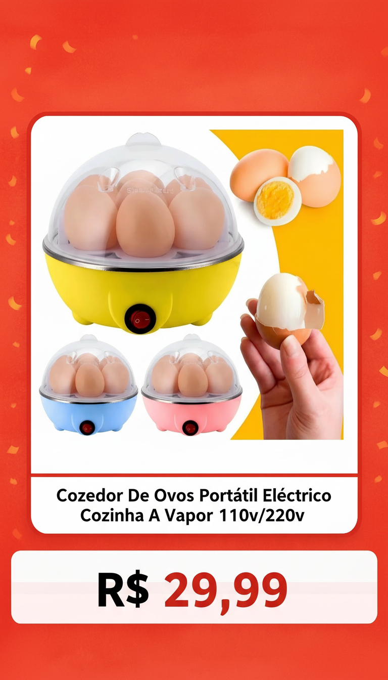 Cozedor de Ovos Elétrico Portátil