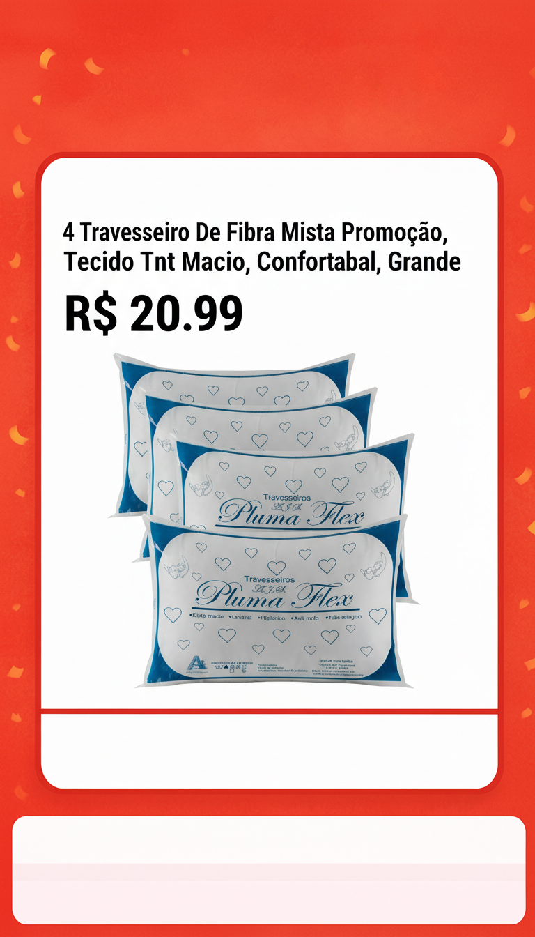 Kit 4 Travesseiros de Fibra Mista