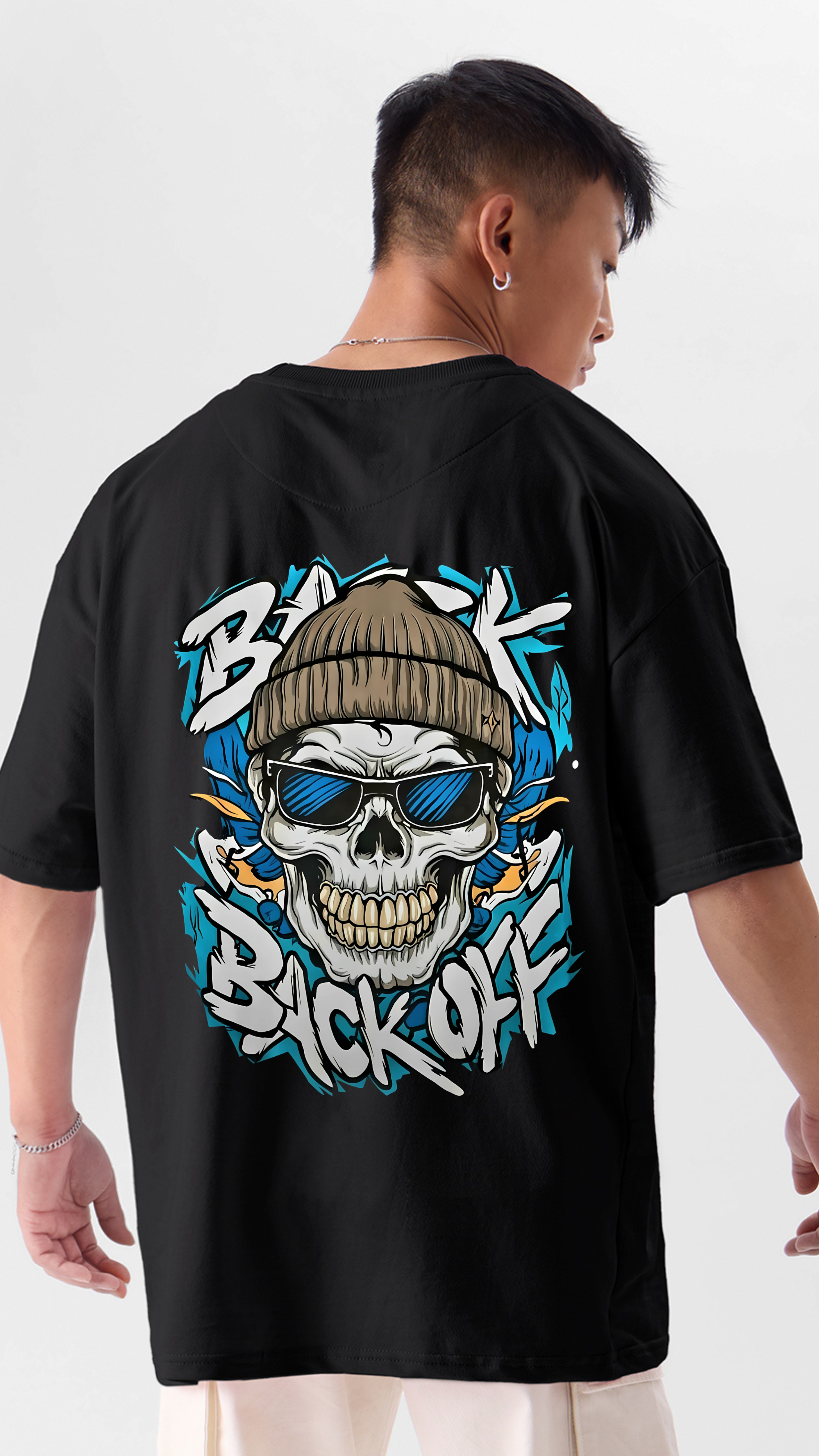 Premium Oversized Black T-Shirt with Back-Off Design