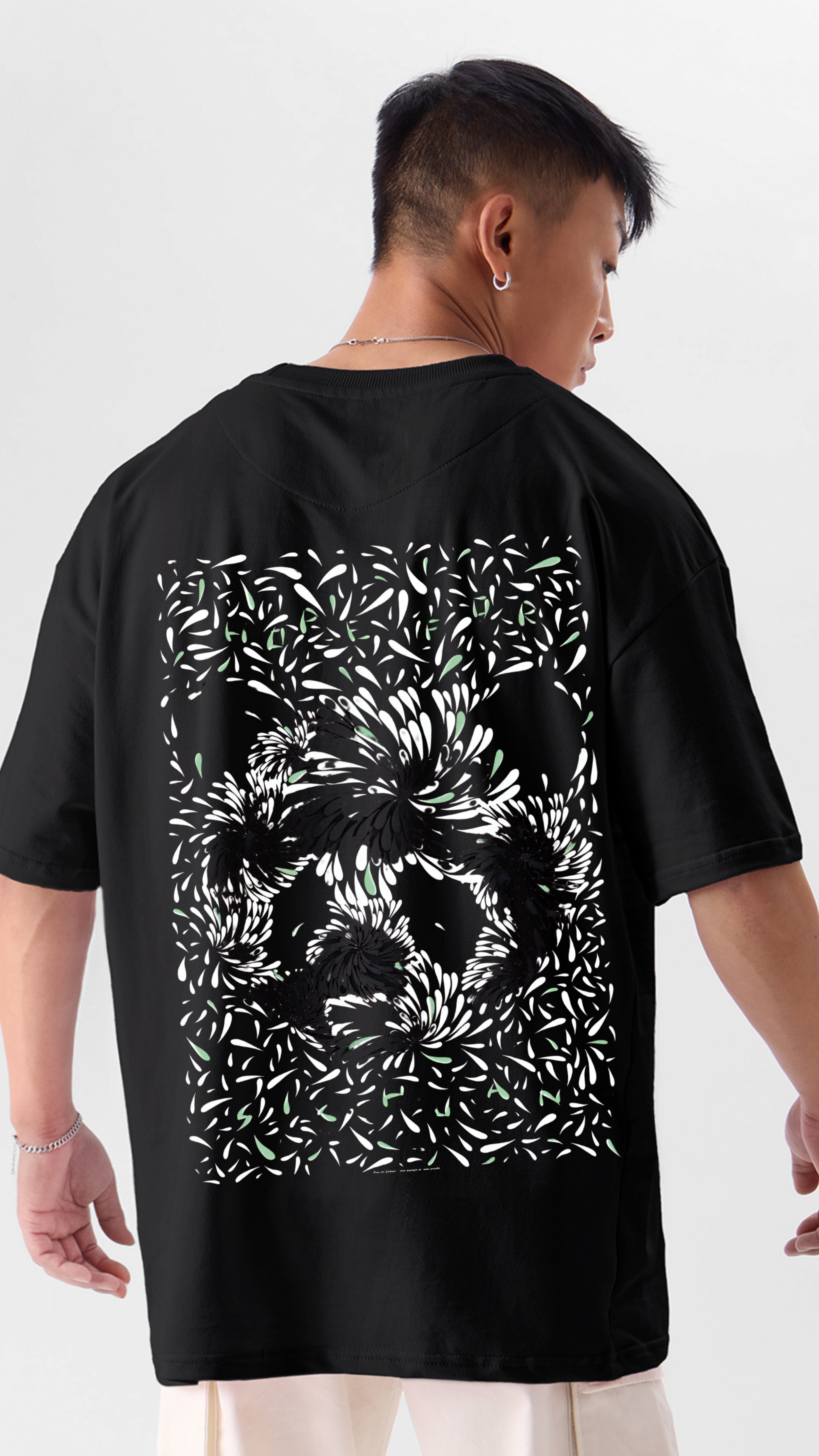 Premium Oversized Black Tee with Panda Design