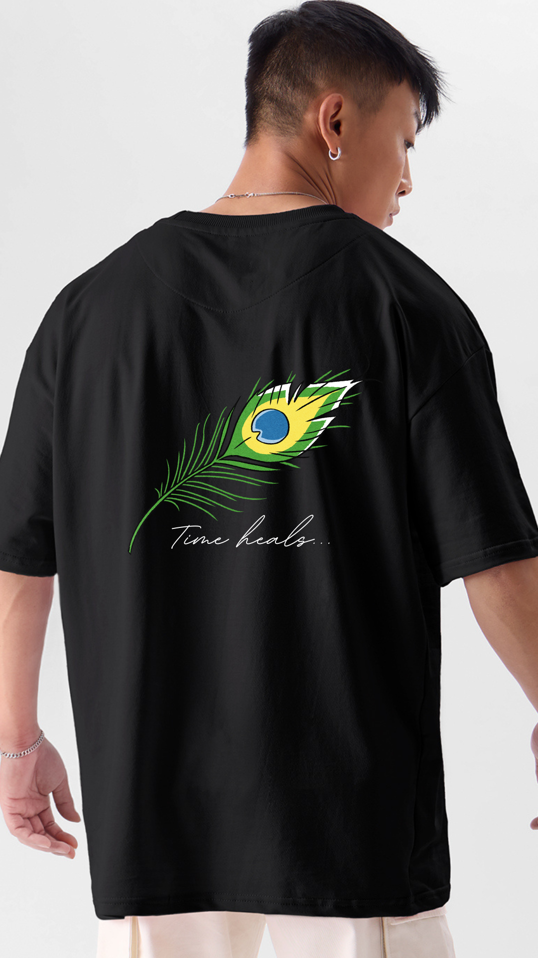 Black Peacock Feather T-Shirt