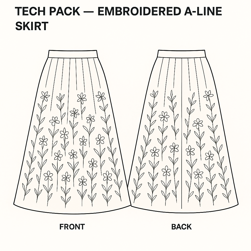 Floral Embroidered Skirt