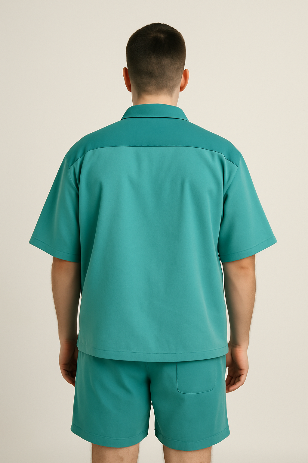 Men's Teal Short Sleeve Shirt and Shorts Set