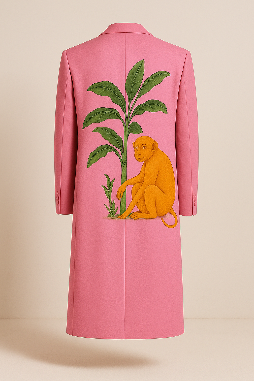 Pink Graphic Long Coat Set