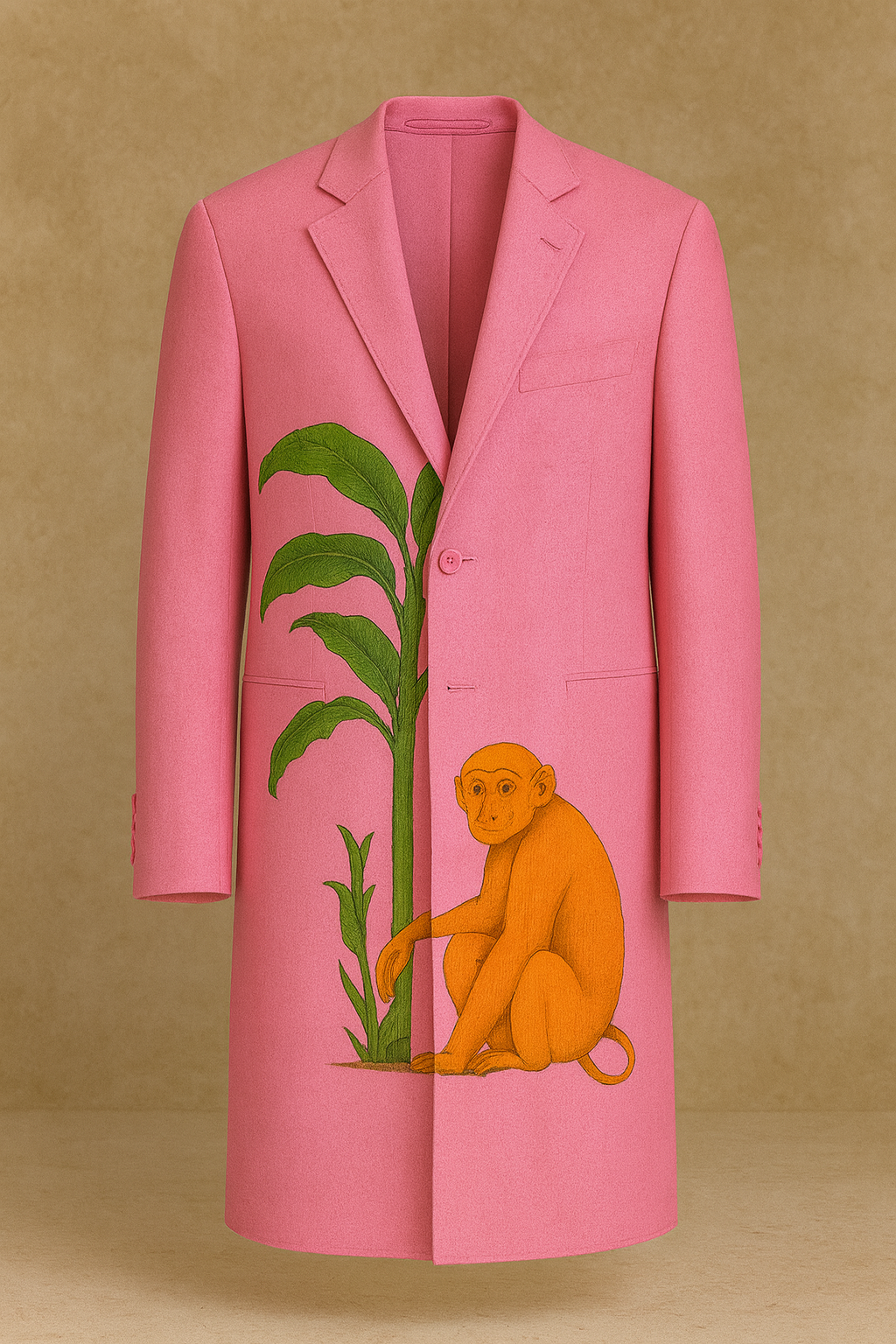 Pink Graphic Long Coat Set