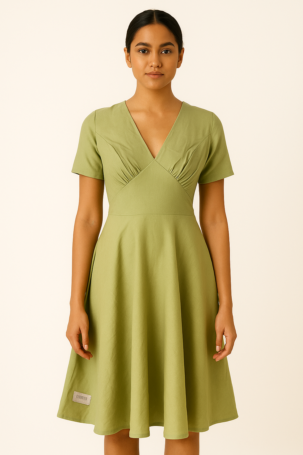 KOSU Hemp – Classic Green Fit & Flare Dress