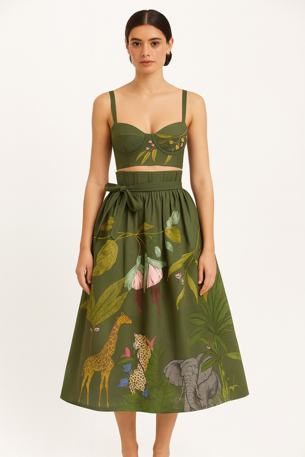 Safari Print Midi Dress