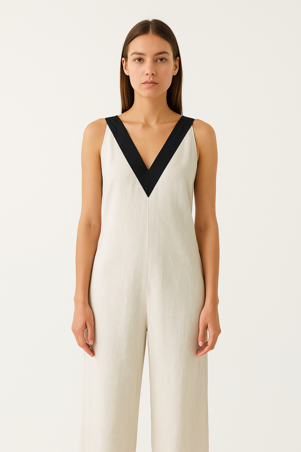Sleeveless Hemp Blend Cotton Jumpsuit
