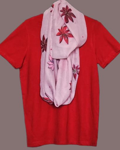 Pink Floral Scarf,length=36,width=19 with tshirt (bonus)