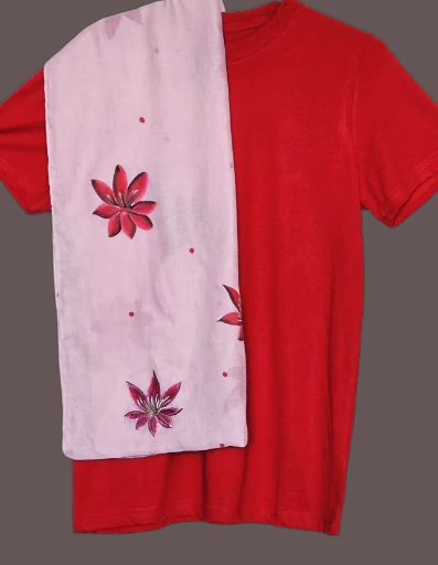 Pink Floral Scarf,length=36,width=19 with tshirt (bonus)