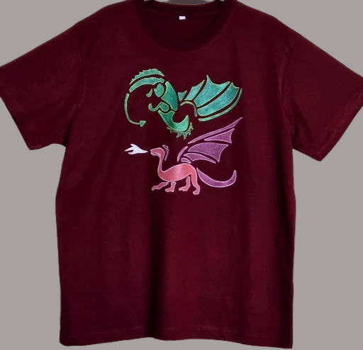 Non Gildan maroon Dragon Graphic T-Shirt Large size 