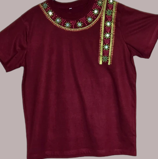 Non Gildan Handpainted Maroon T-Shirt large size 