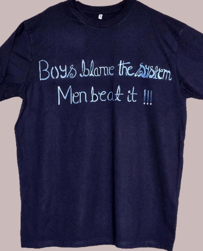 Non Gildan handpainted Men's Inspirational Navy blue T-Shirt XL size 