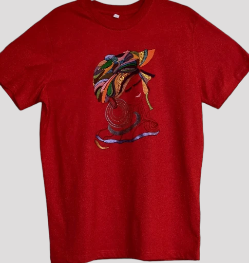 Non Gildan handpainted Red T-Shirt with graphic Design medium size 